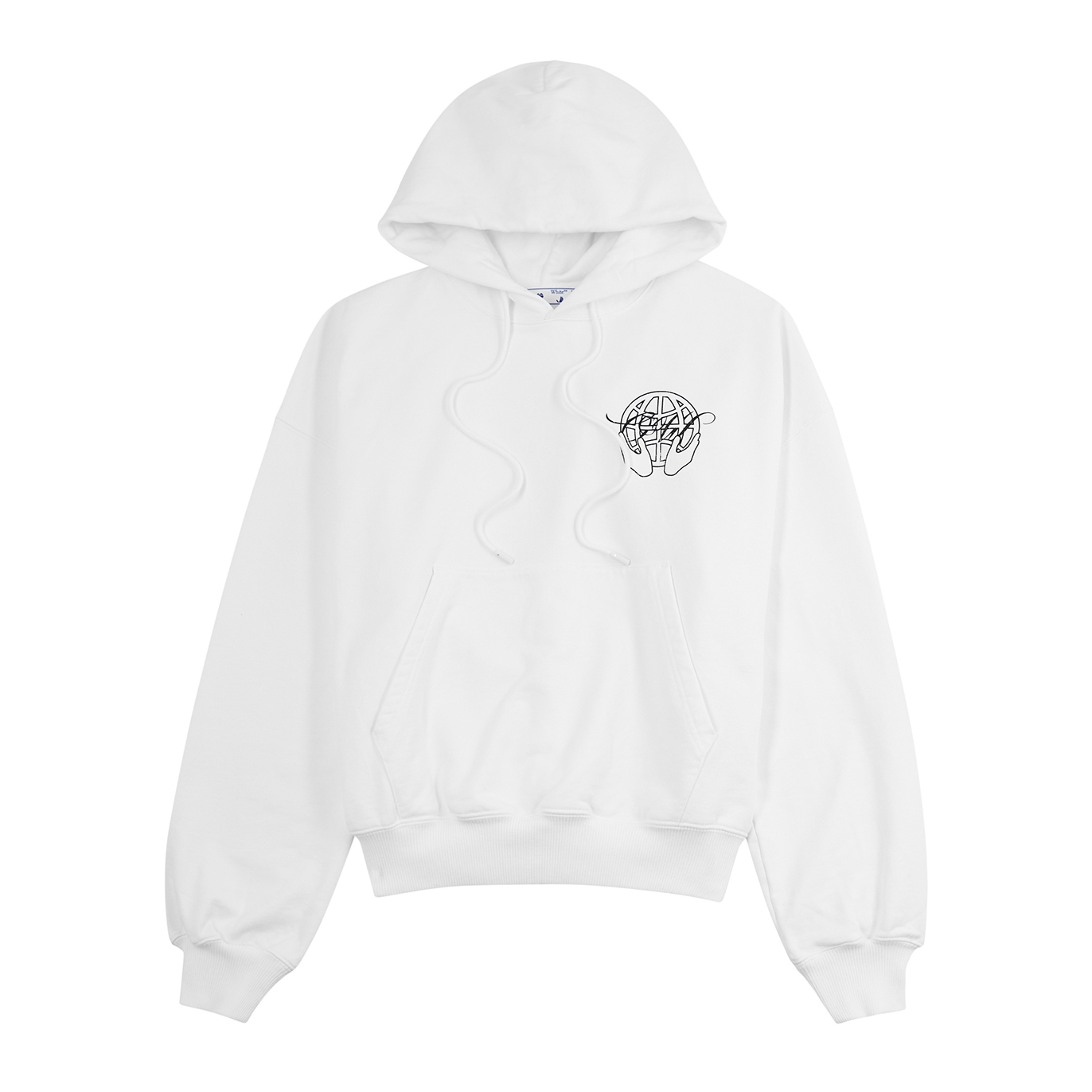 Off-White Logo-print Hooded Cotton Sweatshirt - White And Black - L