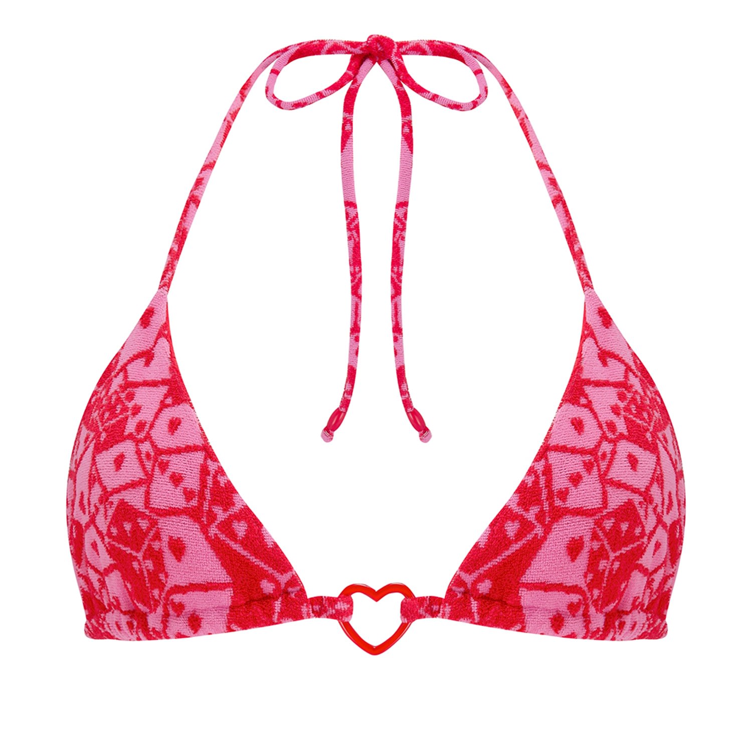 Pink / Purple / Red Lady Luck Towelling Bikini Top Extra Small Easy Tiger
