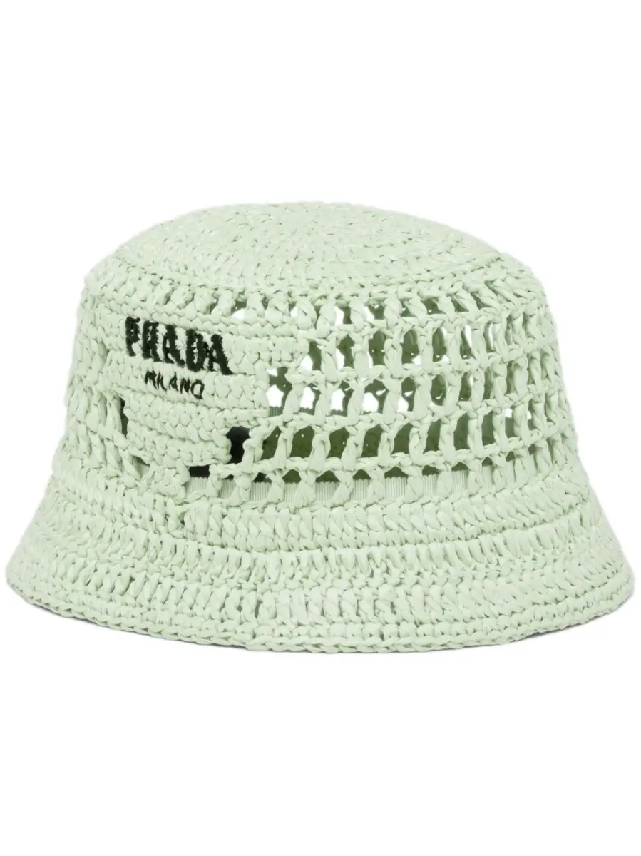 Prada logo-embroidered raffia bucket hat £650