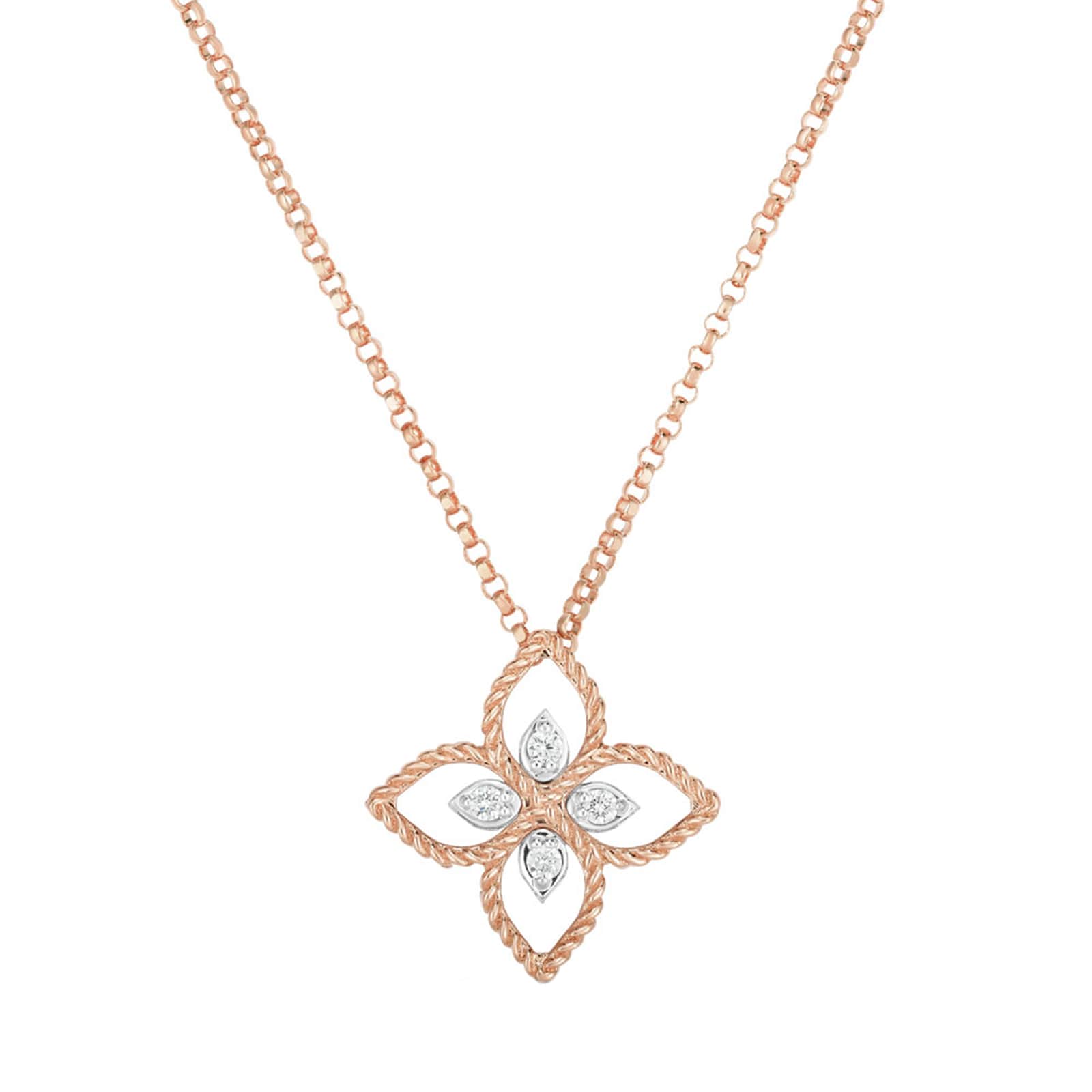 Princess Flower 18ct Rose Gold Diamond Necklace