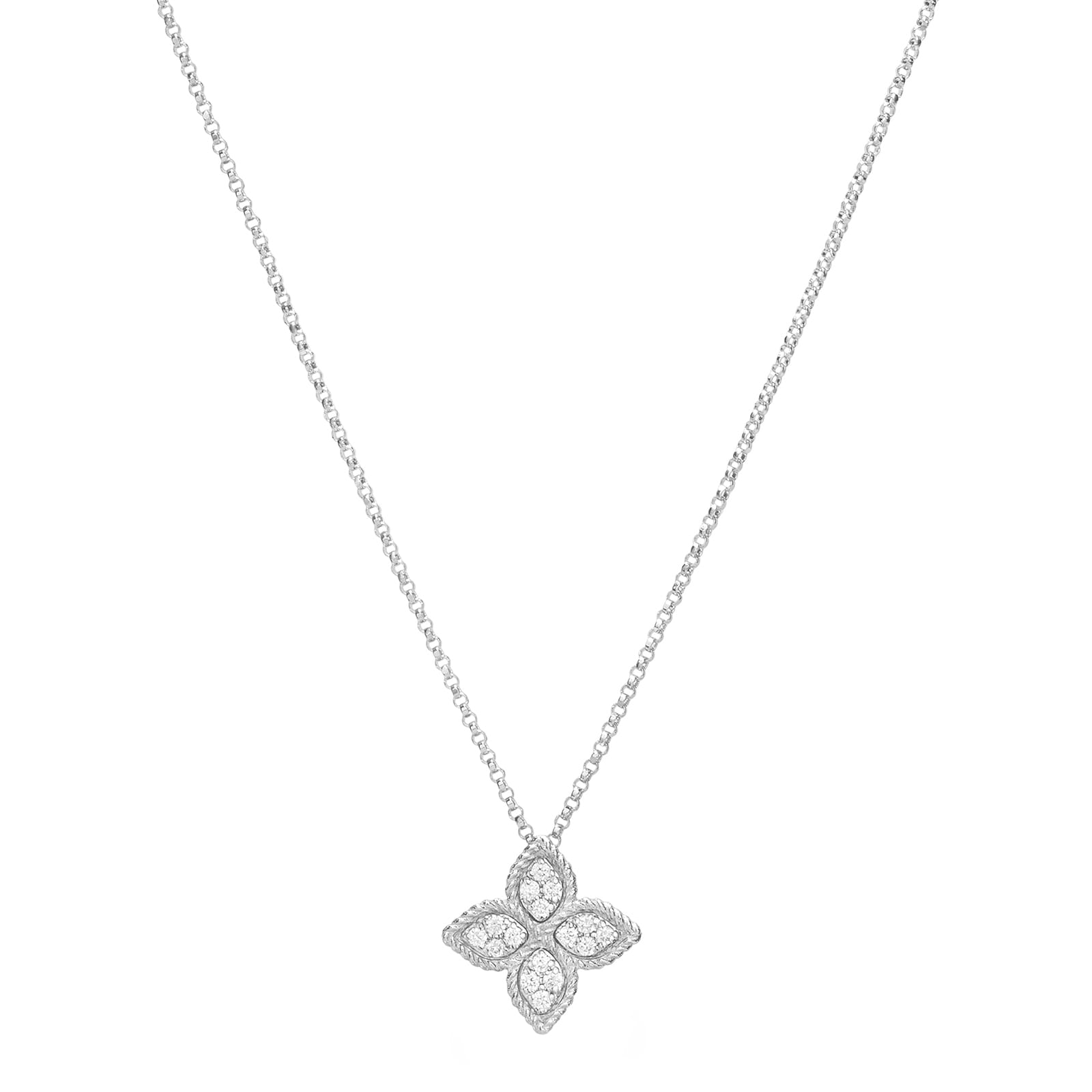 Princess Flower 18ct White Gold Diamond Necklace