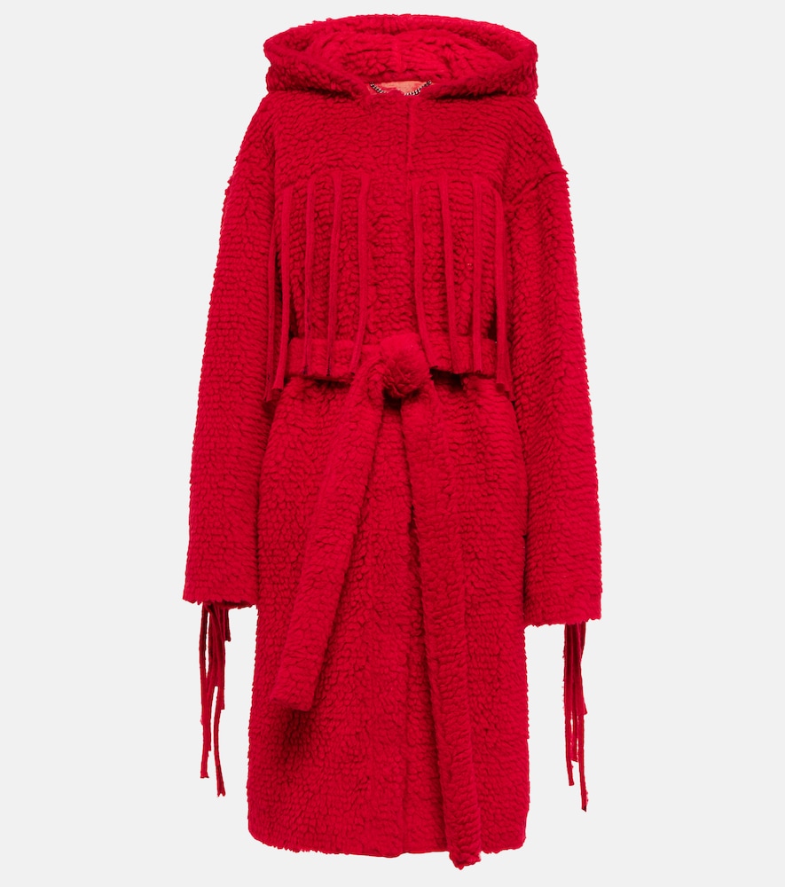 Stella McCartney Fringed hooded teddy coat