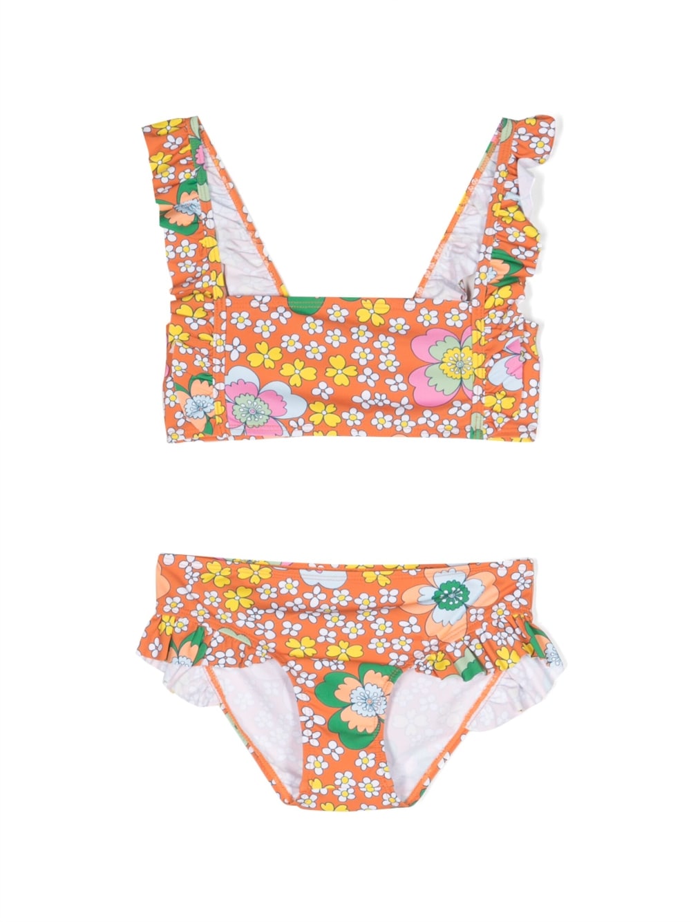 Stella McCartney Kids floral-print ruffled bikini - Orange