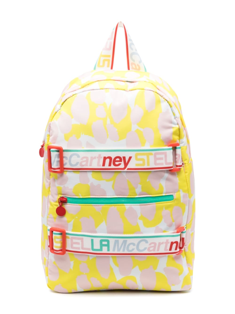 Stella McCartney Kids logo tape abstract print backpack - Yellow