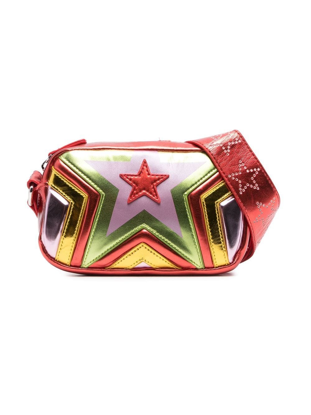 Stella McCartney Kids star-pattern metallic shoulder bag - Red