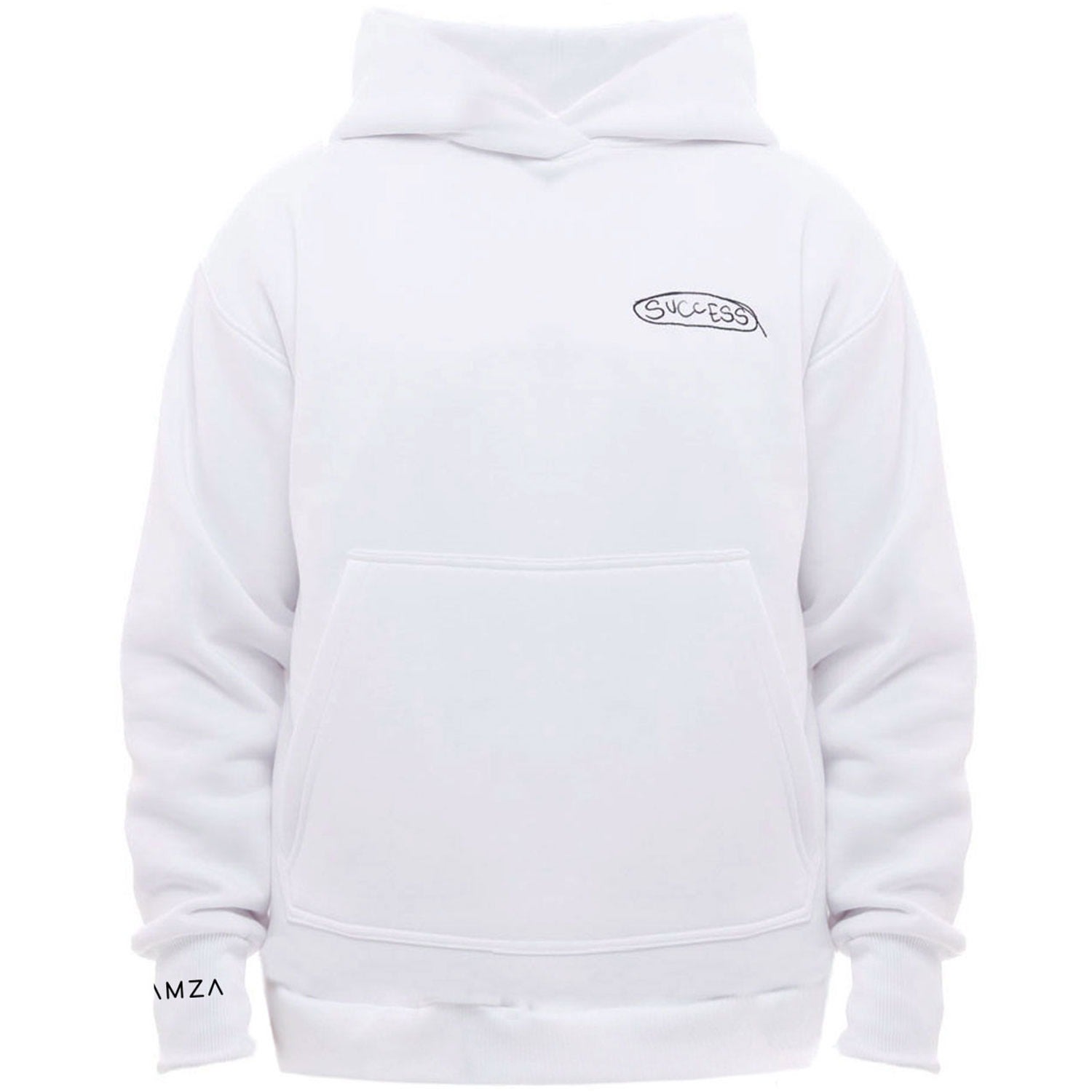 Success White Embroidered Men's Hoodie Small Hamza