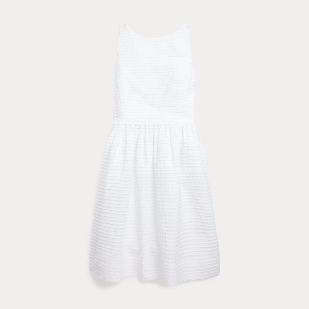 Textured-Stripe Cotton Dobby Dress
