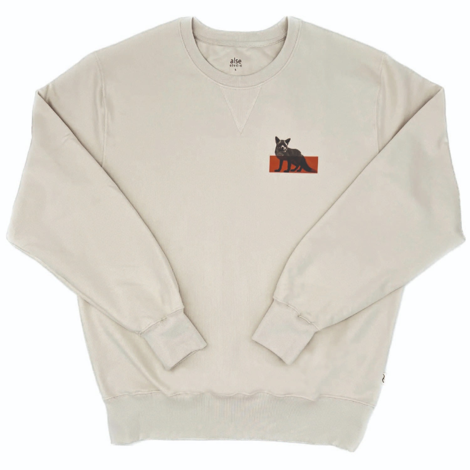 White Men Fox Printed Unisex Crew Neck Sweatshirt Extra Large Alse Studio