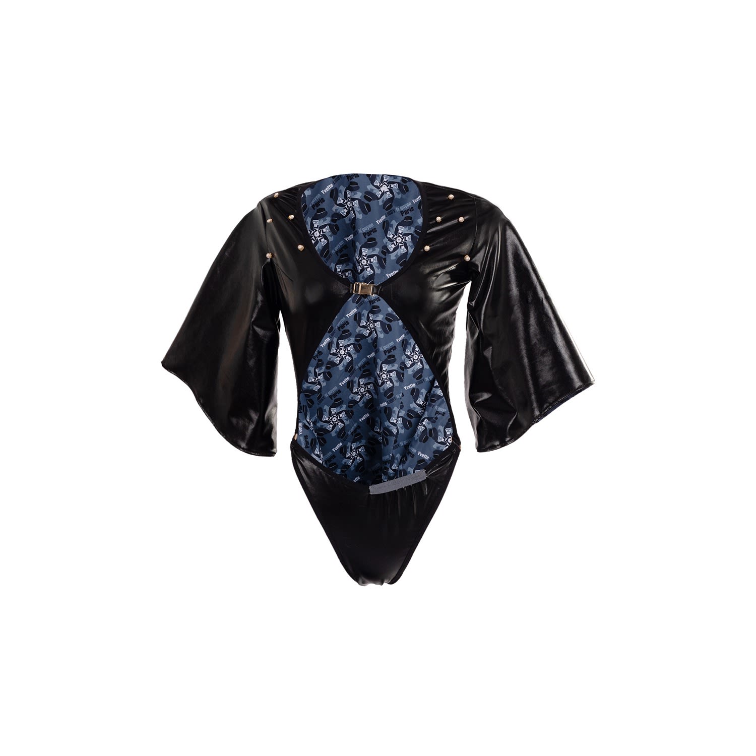 Women - Metallic Swimsuit/Bikini - Pearl Black - Risan Extra Small Yvette LIBBY N'guyen Paris