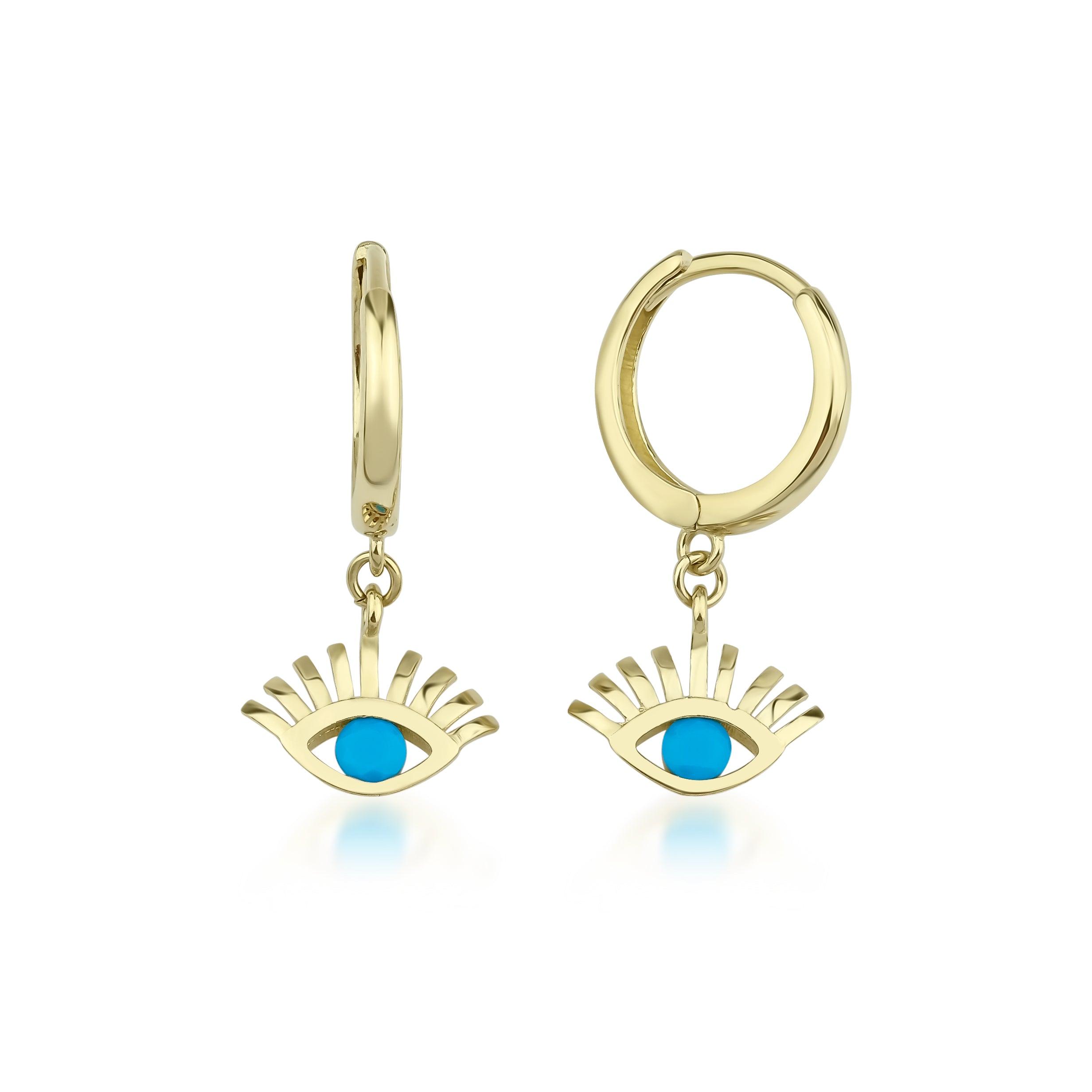 Women's 14Ct Yellow Gold Hoop Earrings With All-Seeing Eye Charm Didosh Jewellery