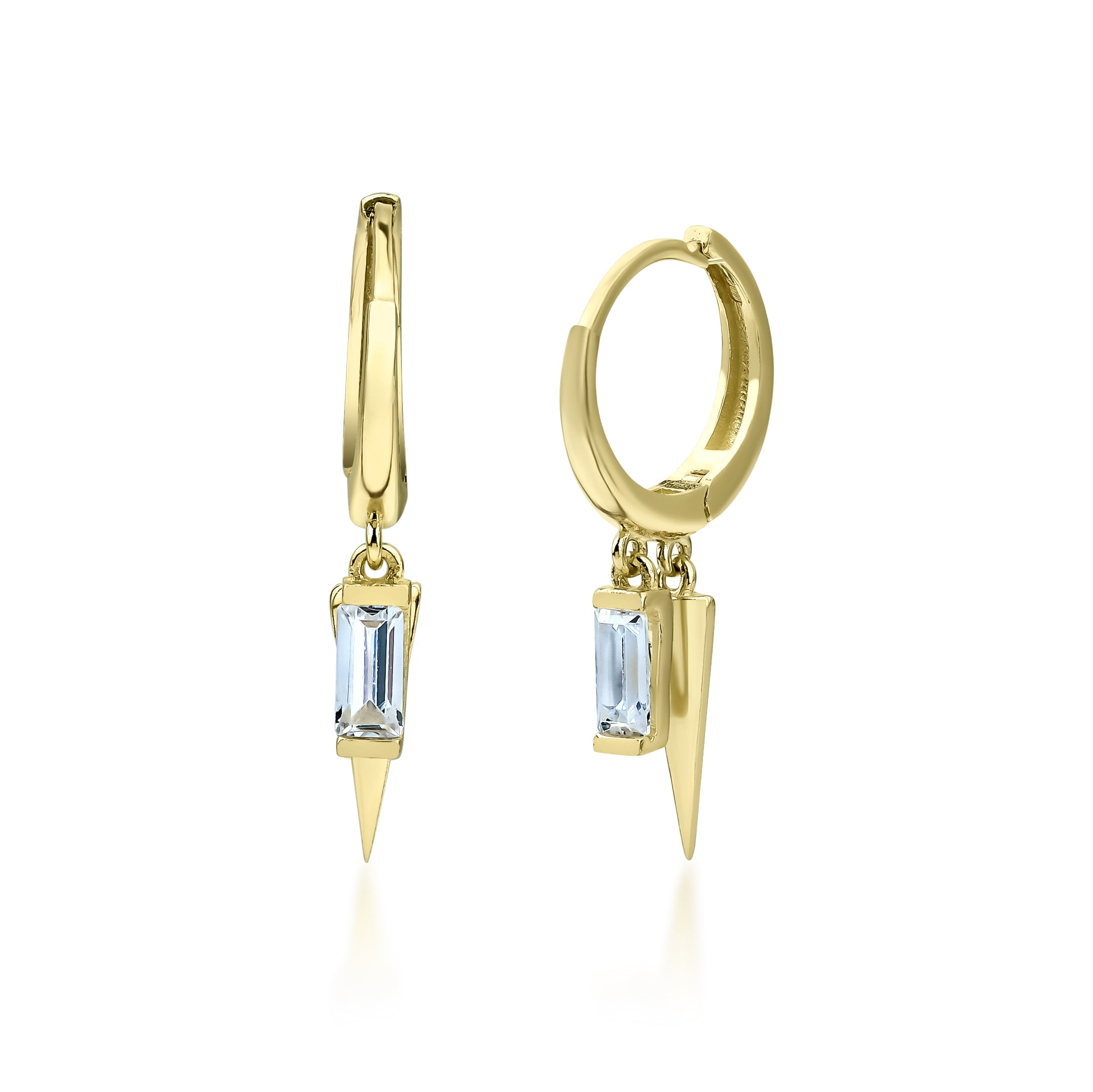 Women's 14Ct Yellow Gold Hoop Earrings With Double Geometric Shape Charm Didosh Jewellery