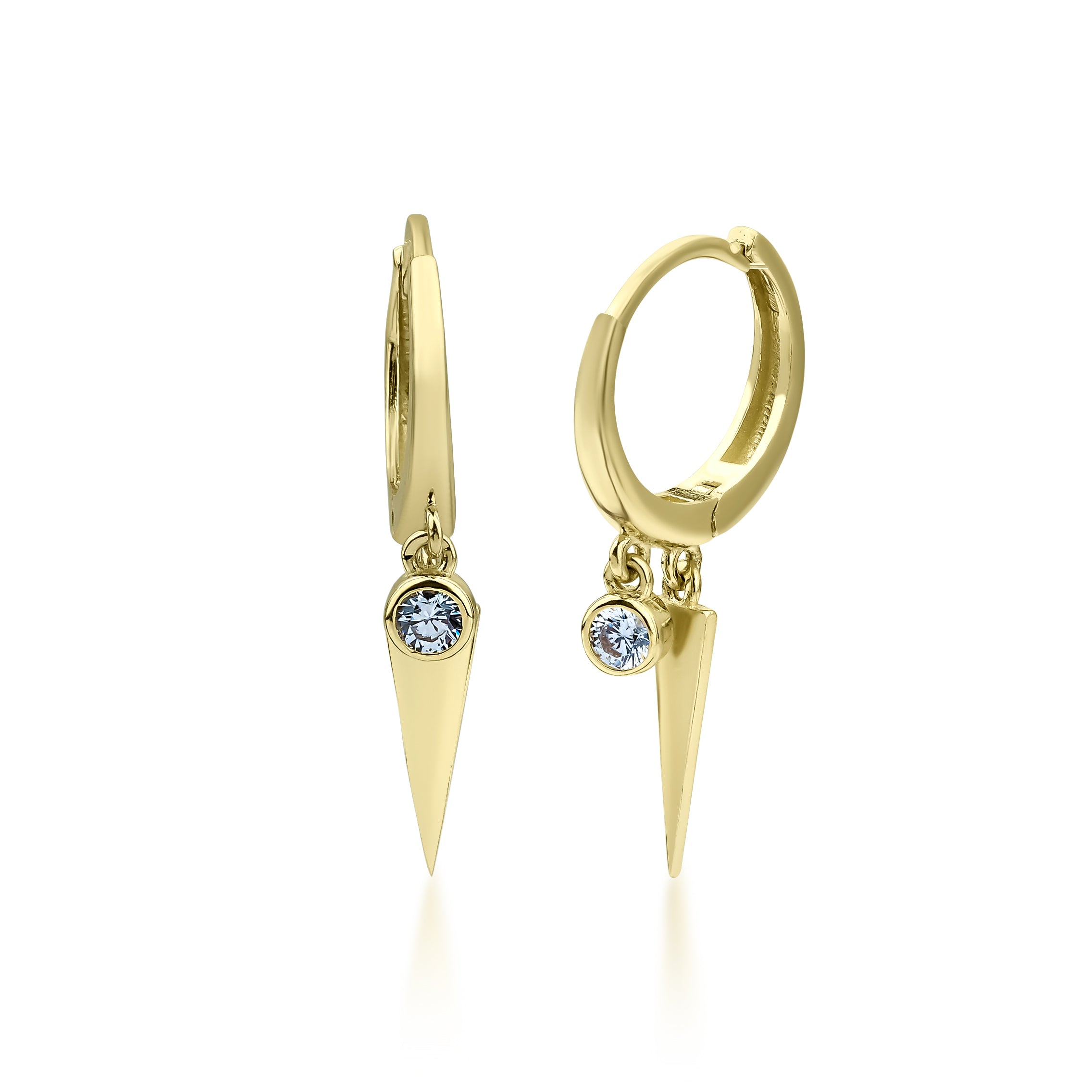 Women's 14Ct Yellow Gold Hoop Earrings With Double Shape Charm Didosh Jewellery