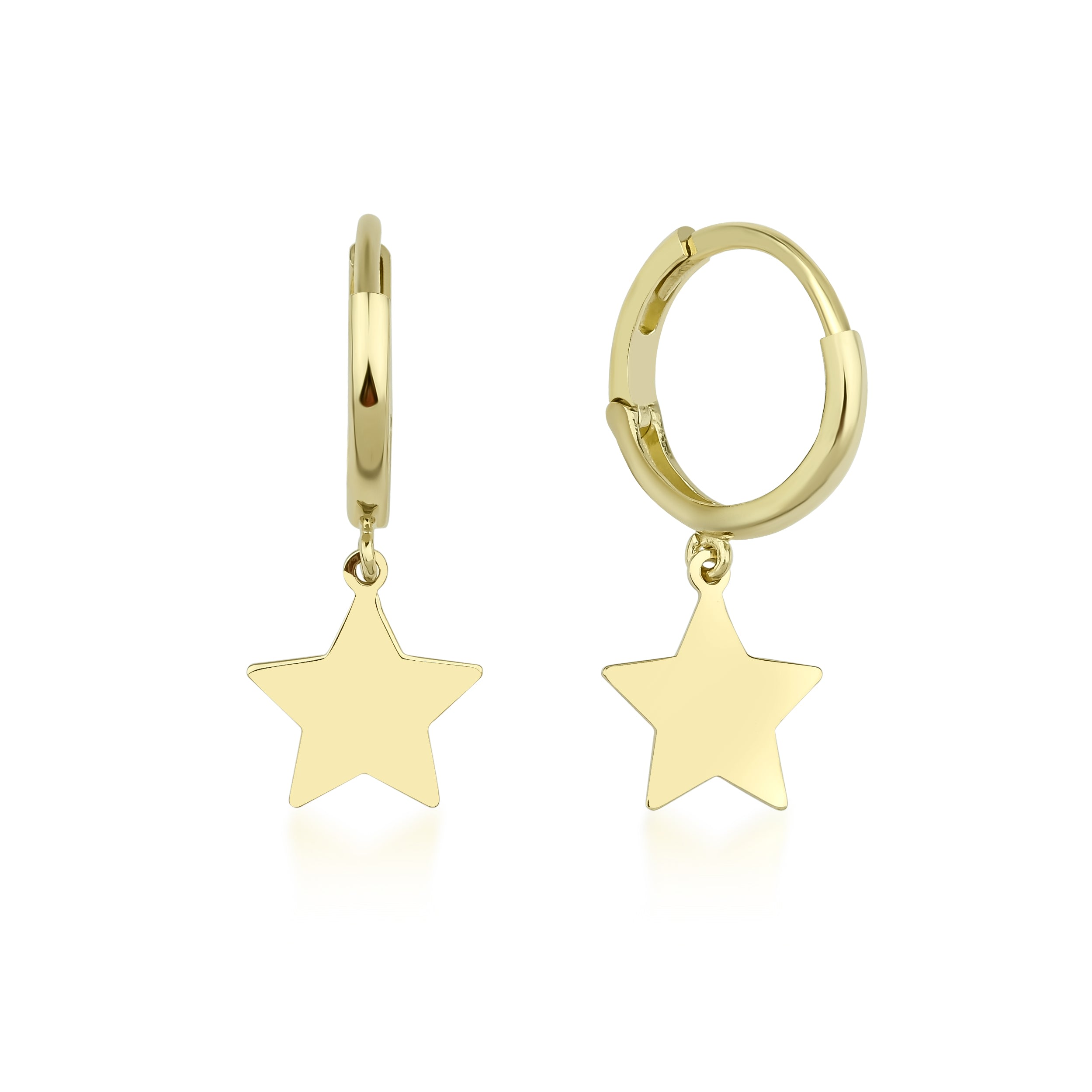 Women's 14Ct Yellow Gold Hoop Earrings With Star Charm Didosh Jewellery