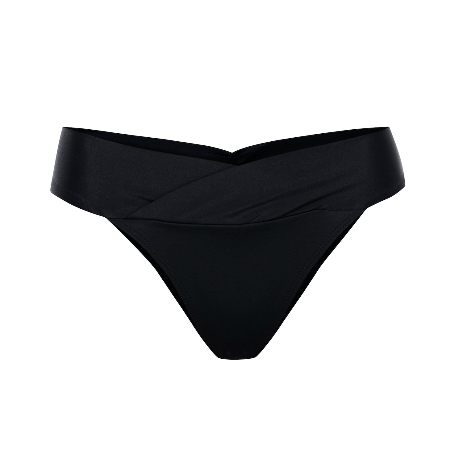 Women's Ally Bikini Bottom With Crossover Waistband- Black Extra Small MIGA Swimwear