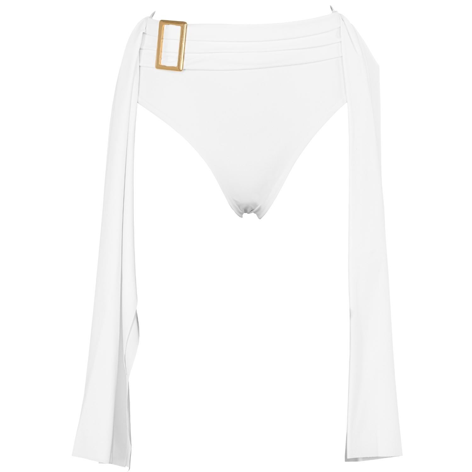 Women's Amaze Swimsuit Bottom With Golden Buckle In White Extra Small ANTONINIAS