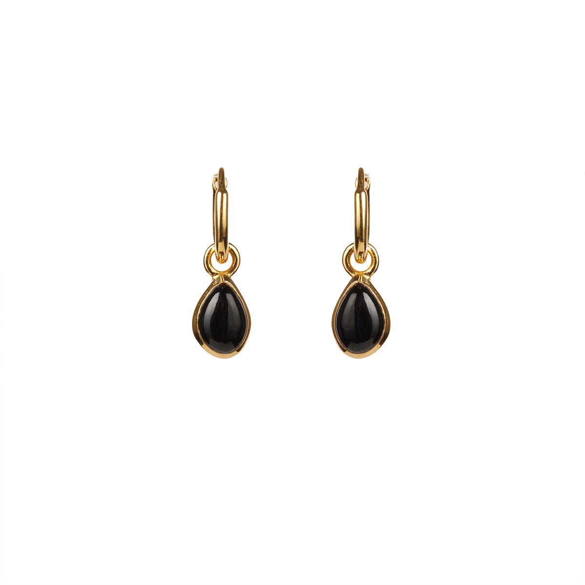 Women's Apollo Black Onyx Mini Hoop Earrings Gold Rachel Entwistle Jewellery