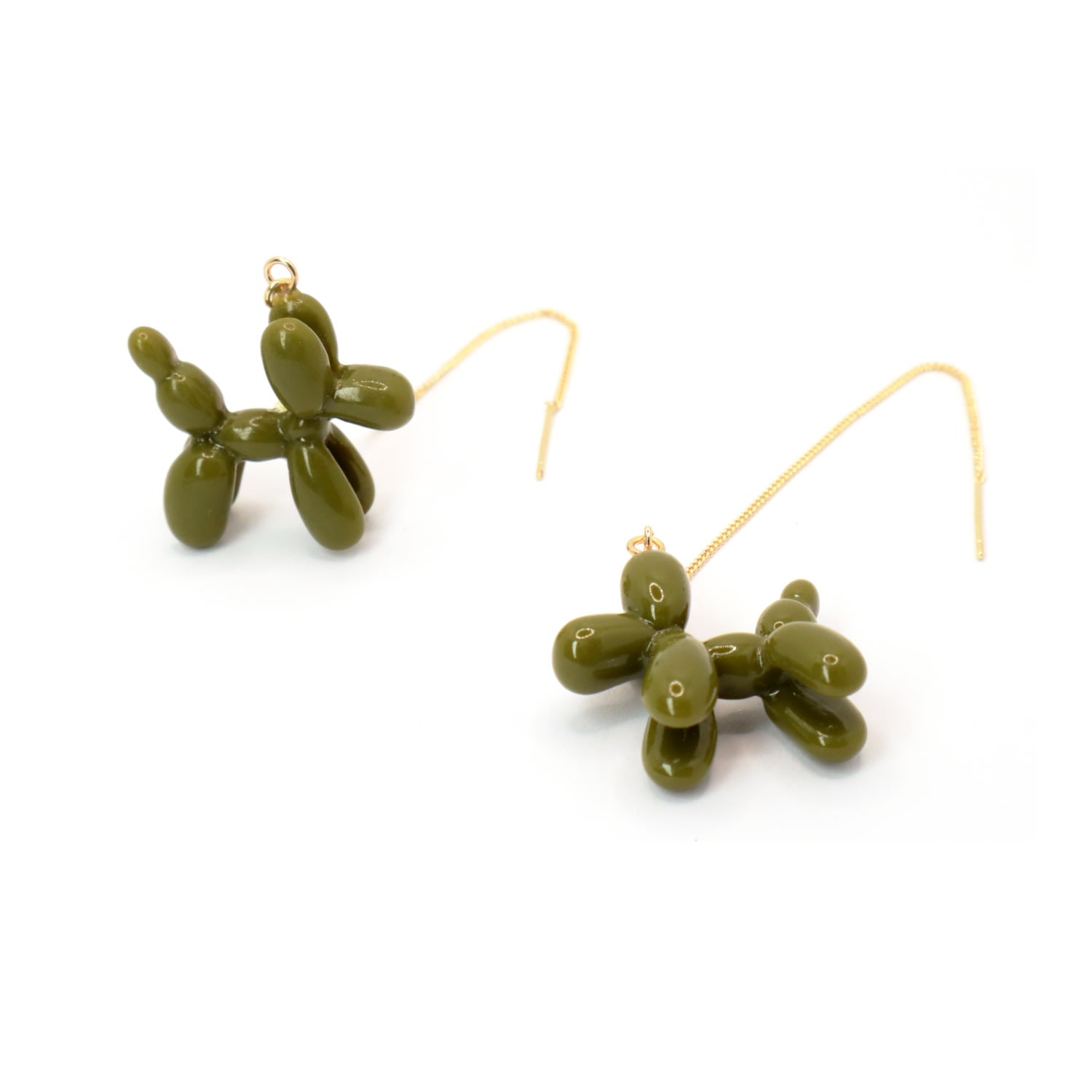 Women's Balloon Poodle Threader Earrings - Green Ninemoo