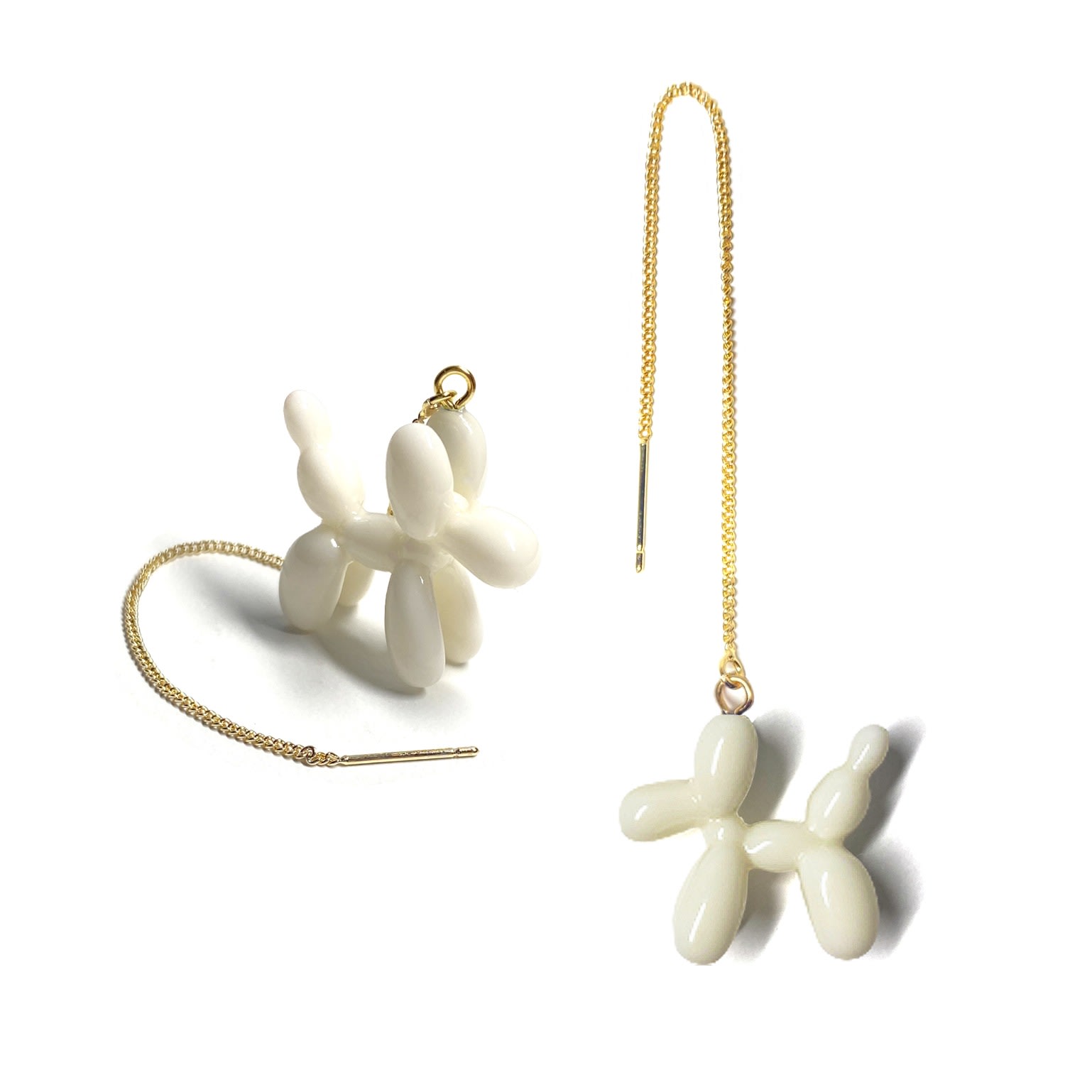 Women's Balloon Poodle Threader Earrings - White Ninemoo