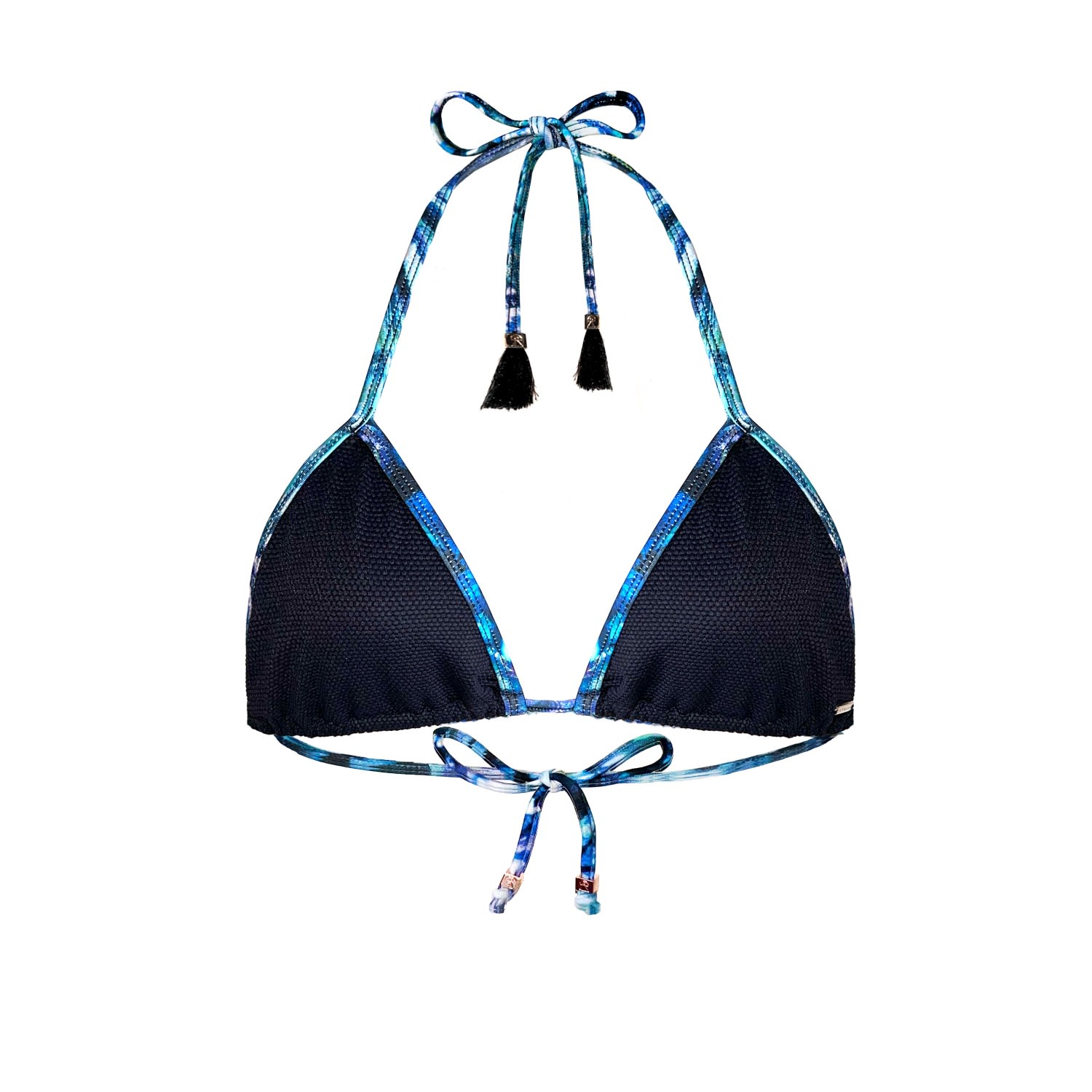 Women's Black / Blue Black Blue Butterfly Print Triangle Bikini Top Tamara Small ELIN RITTER IBIZA