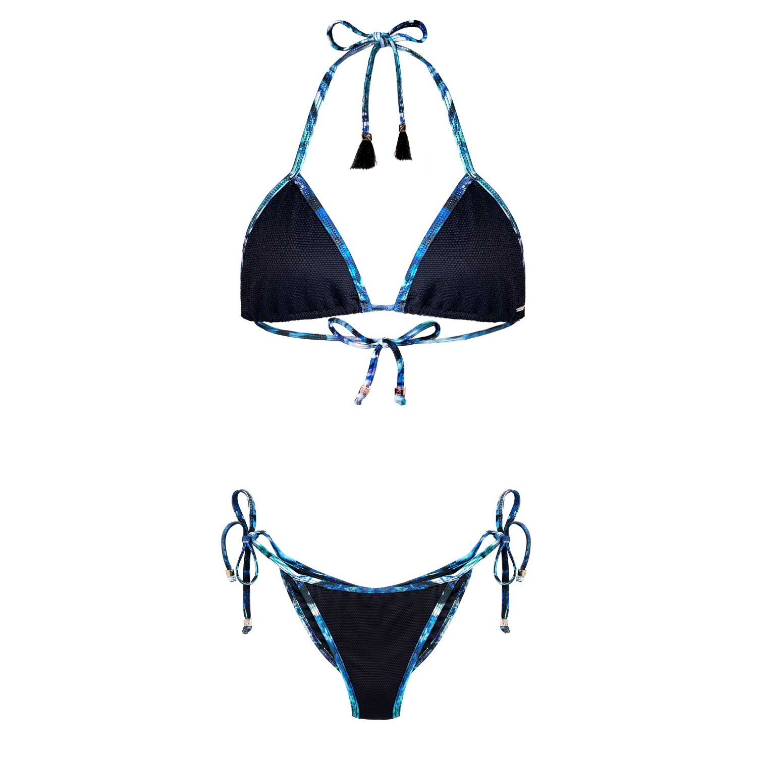 Women's Black / Blue Butterfly Print Bikini Set Tamara Pia Black Blue Small ELIN RITTER IBIZA