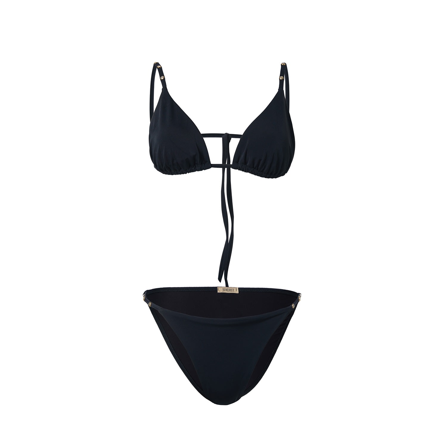 Women's Black Carlotta Beige Bikini Set Small jumeaux