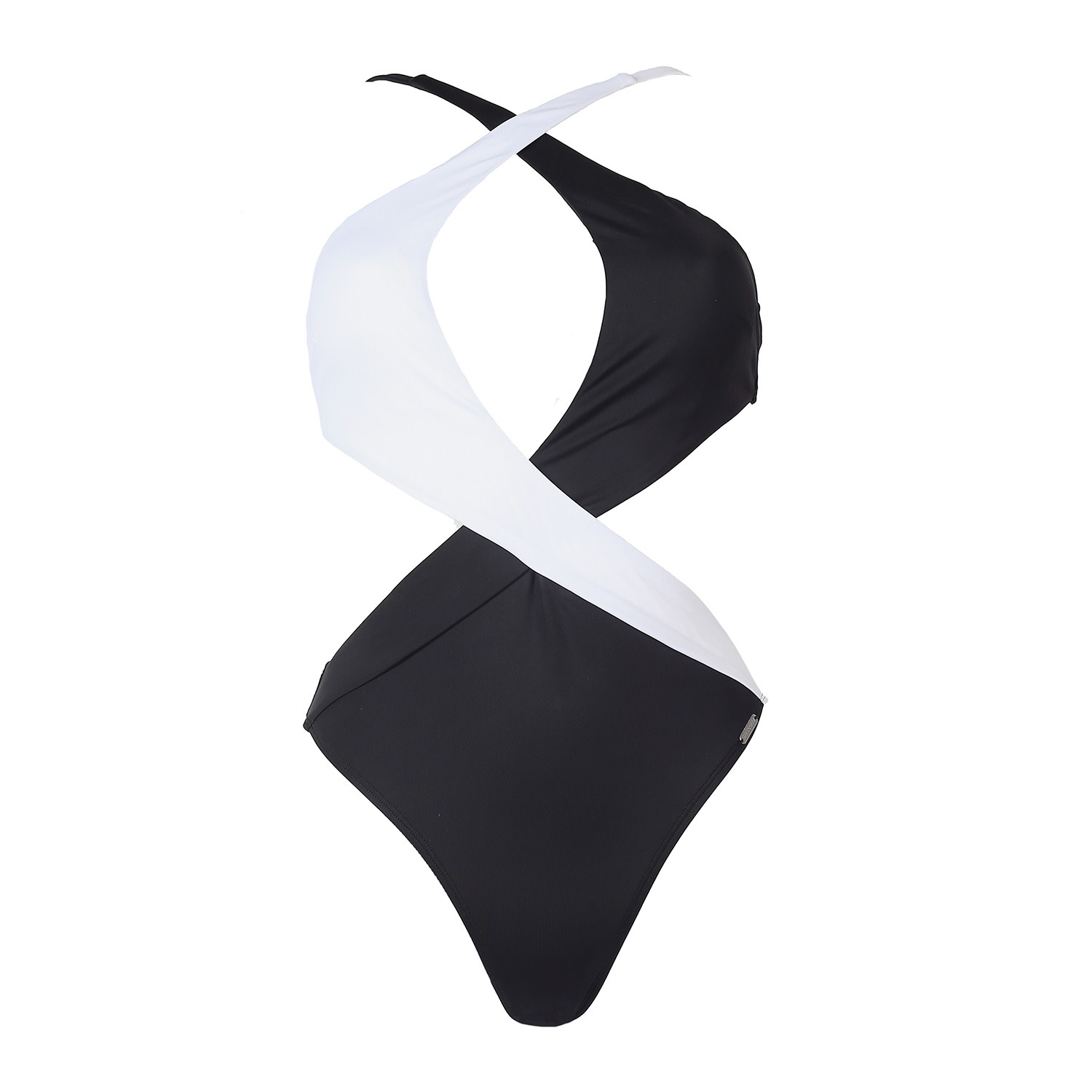 Women's Black Free Society Cut Out Wrap Monochrome Swimsuit Xs