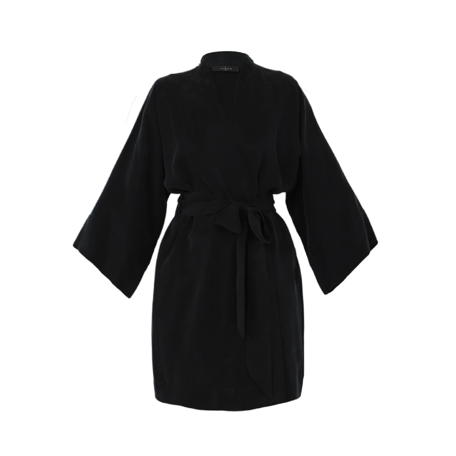 Women's Black Noir Mini Kimono Robe One Size niLuu