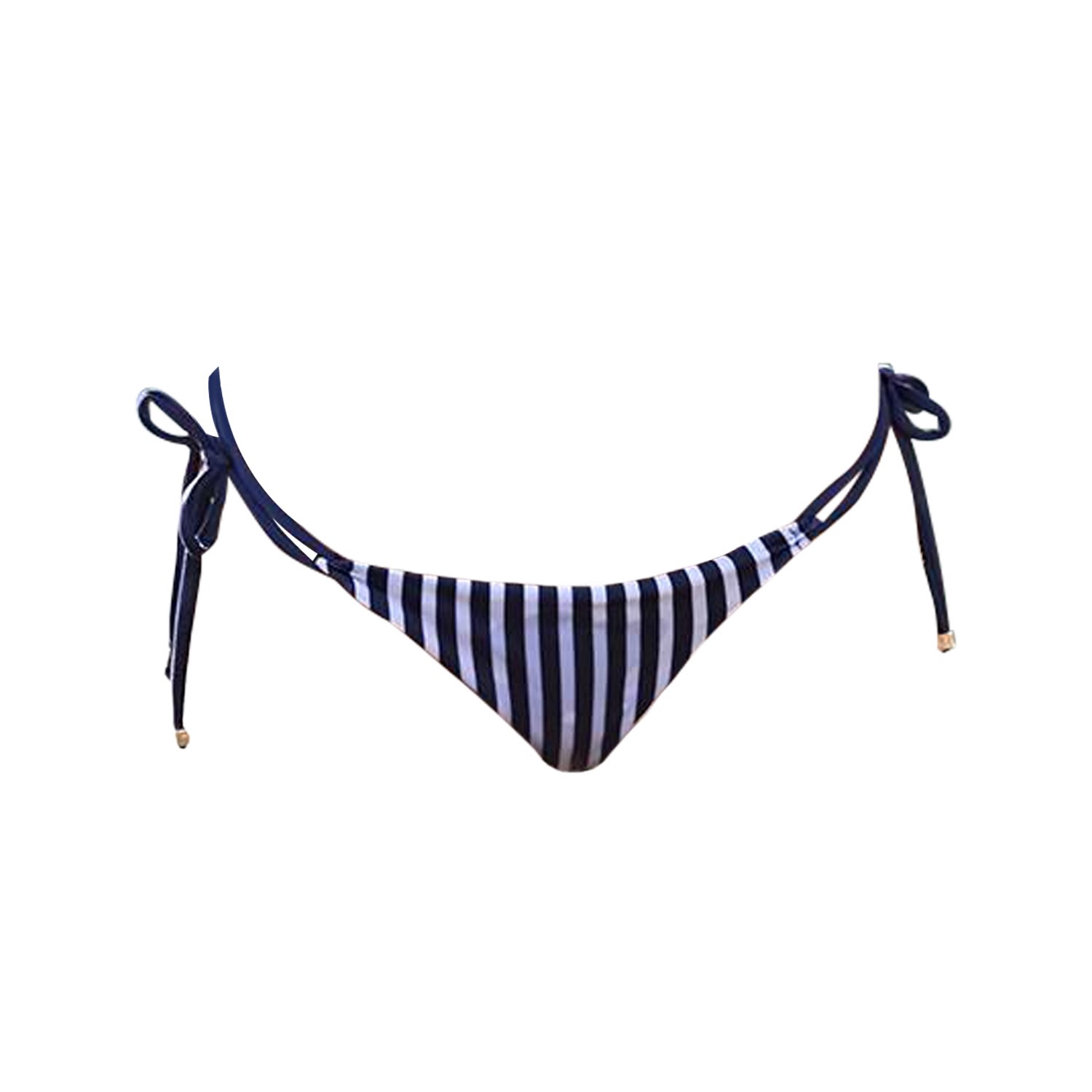 Women's Blue Abby Dahlkemper Stripes White & Navy Brazilian Bikini Bottom Small Lybethras
