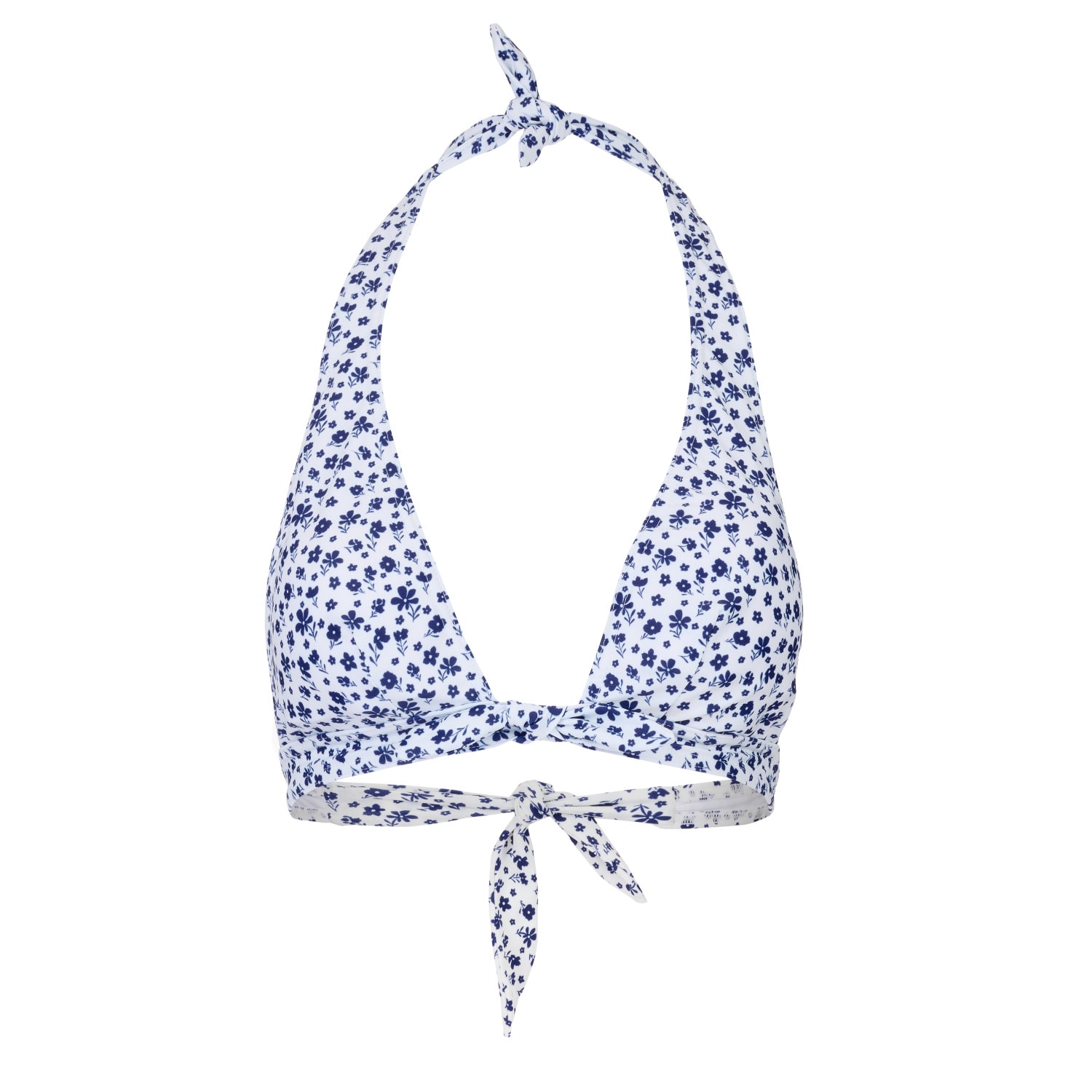 Women's Blue Camilla Floral Bikini Top Navy/White Small Bridie & Bert Ltd
