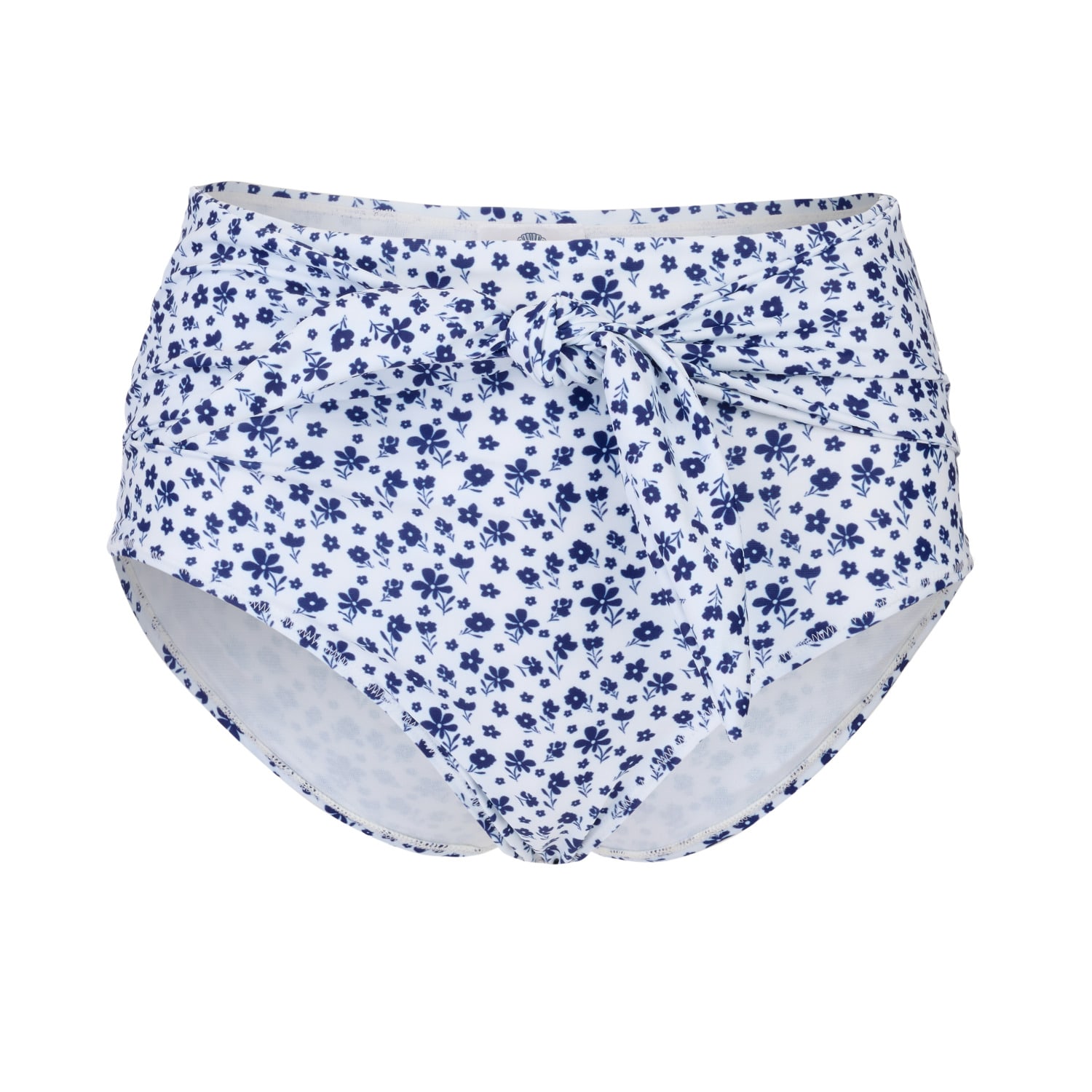 Women's Blue Camilla Floral High Wasited Bikini Bottoms Navy/White Small Bridie & Bert Ltd