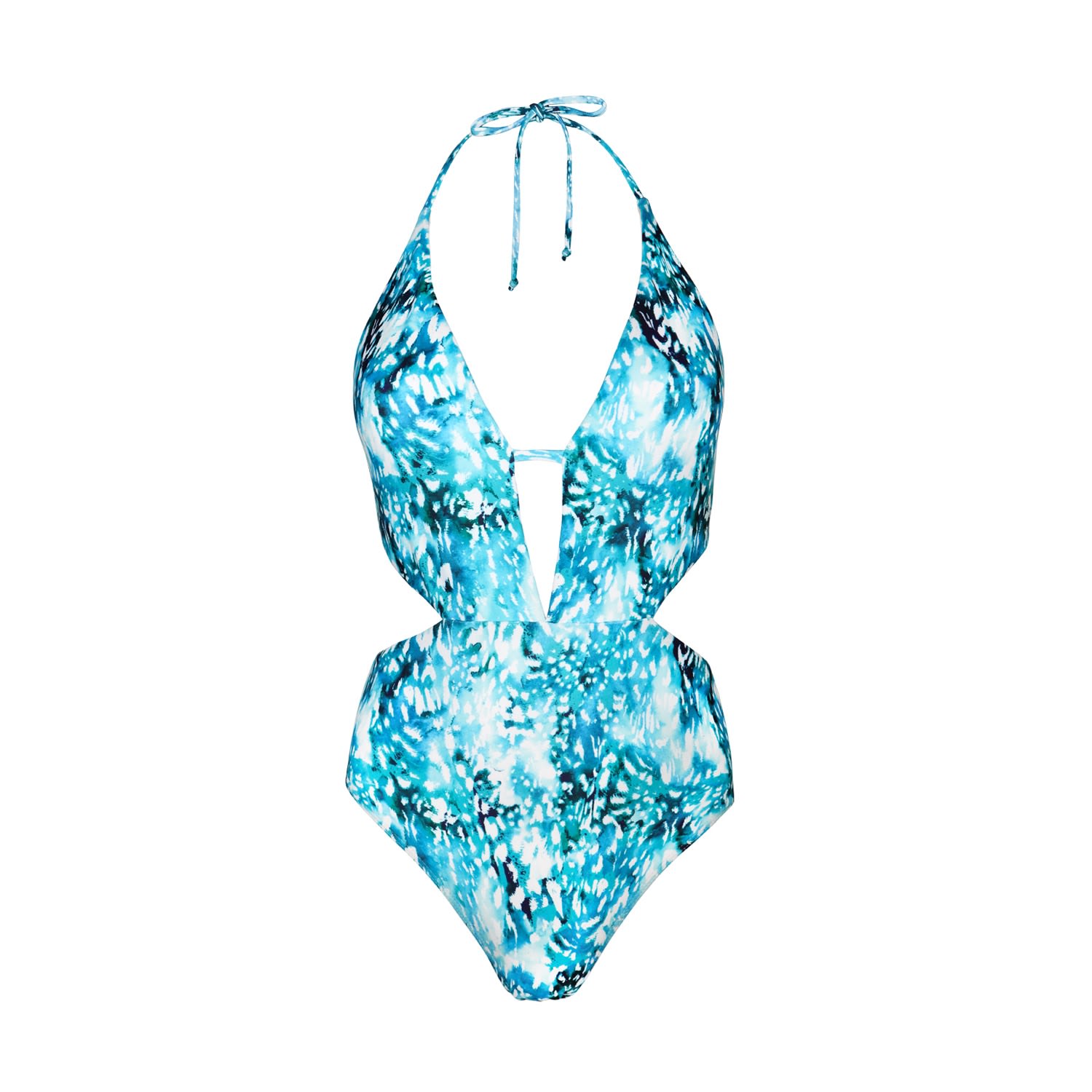 Women's Blue Cheetah Cut Out One Piece Extra Small AquaJelly