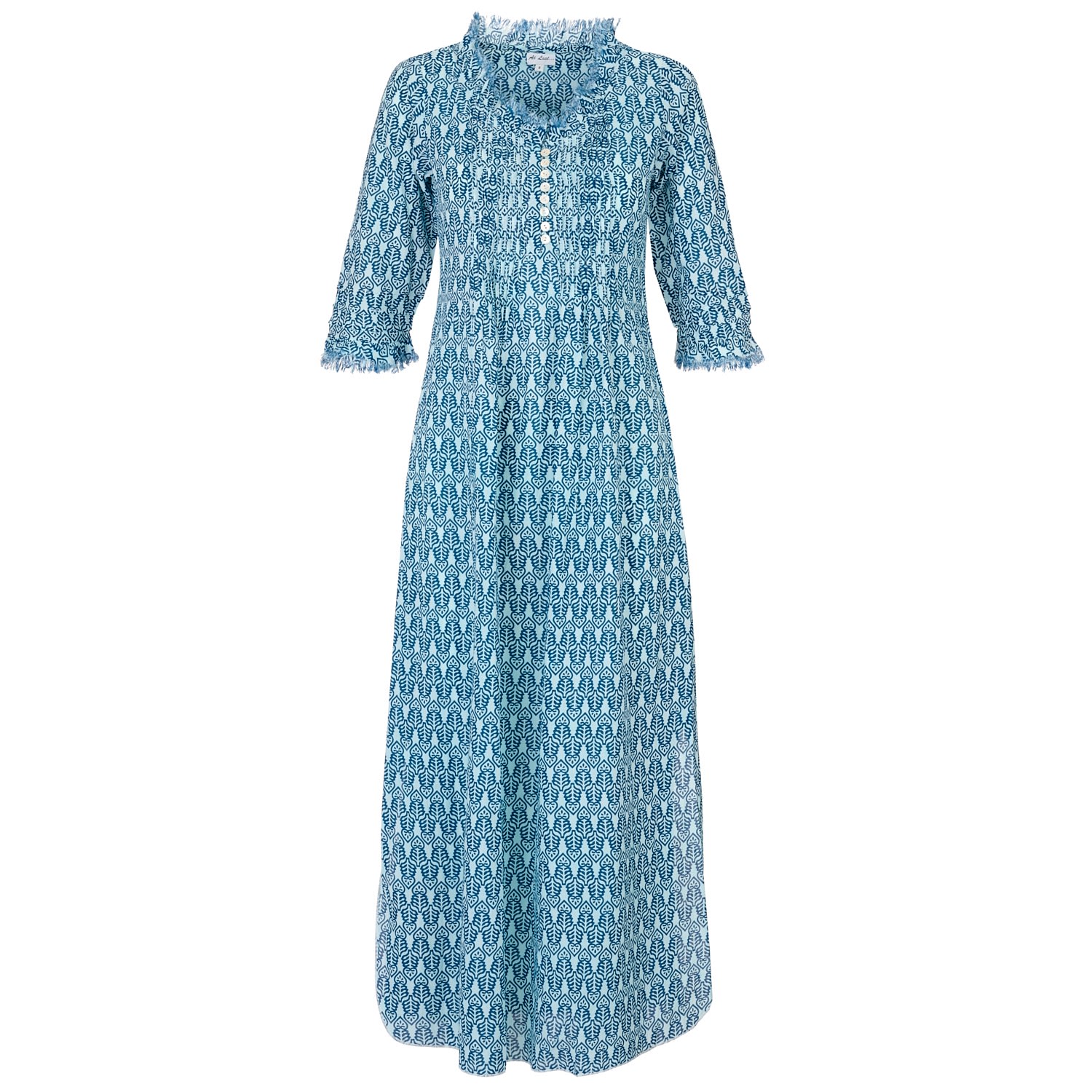 Women's Blue Cotton Annabel Maxi Dress In Fresh Navy & White Extra Small At Last...