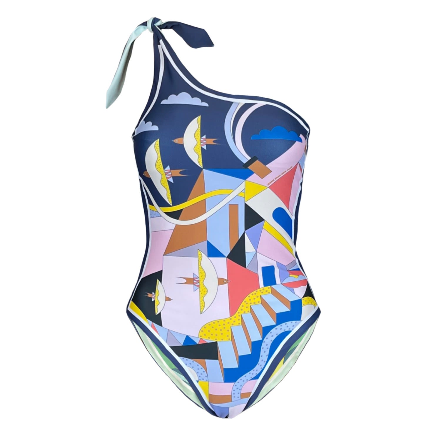 Women's Blue Dream Like Reversible One-Shoulder One-Piece Swimsuit Extra Small Jessie Zhao New York