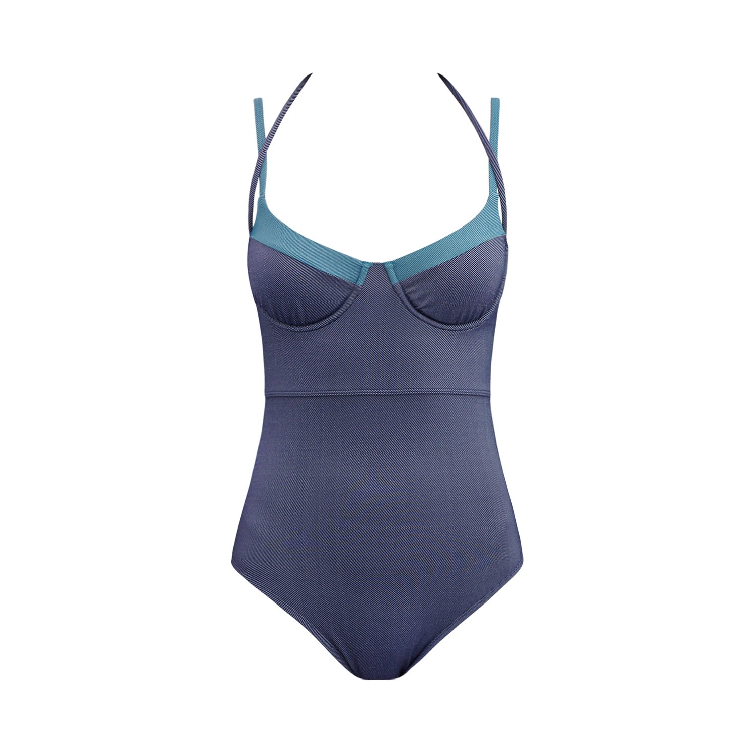 Women's Blue Pony Halter Neck Wired Blue Swimwear Extra Small QUA VINO