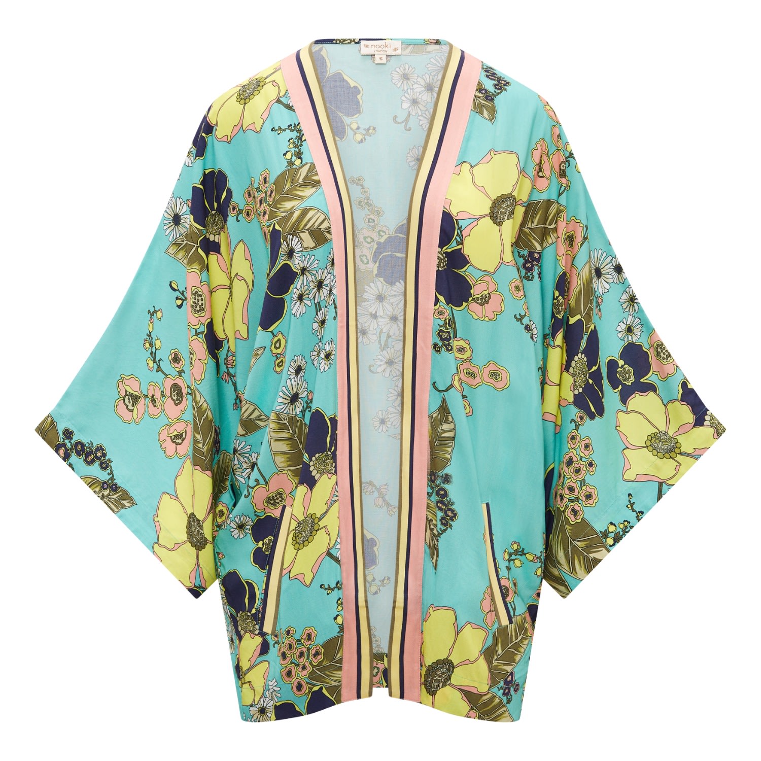 Women's Blue Retro Bloom Kimono - Turq Small NOOKI DESIGN