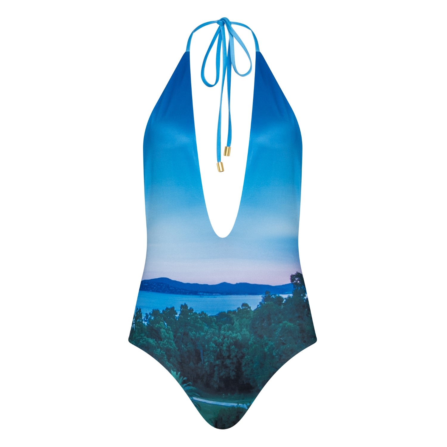 Women's Blue St Tropez Skypad Halterneck Swimsuit - Econyl Extra Small Bukawaswim