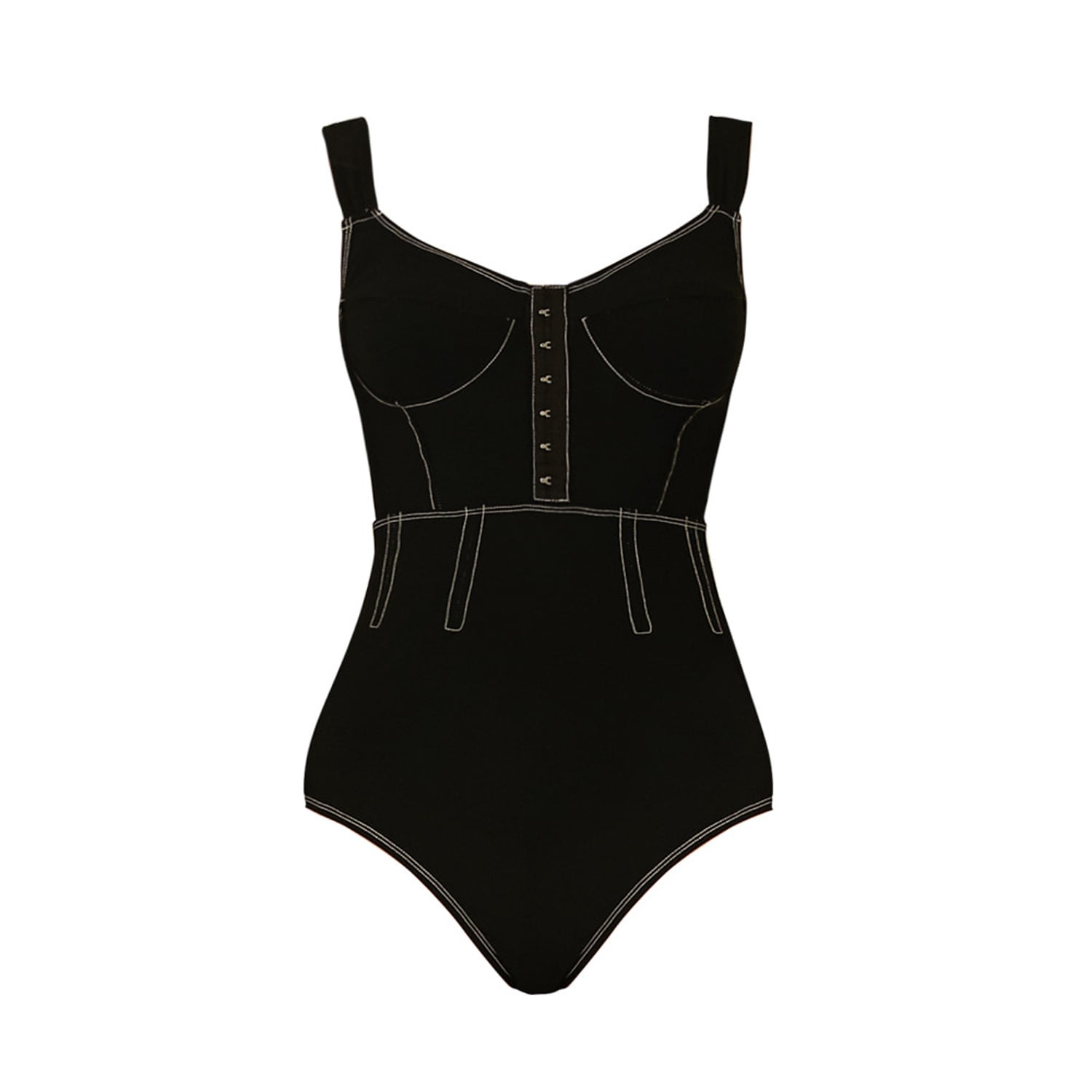 Women's Bustier Style One Piece Swimwear - Black Extra Small QUA VINO