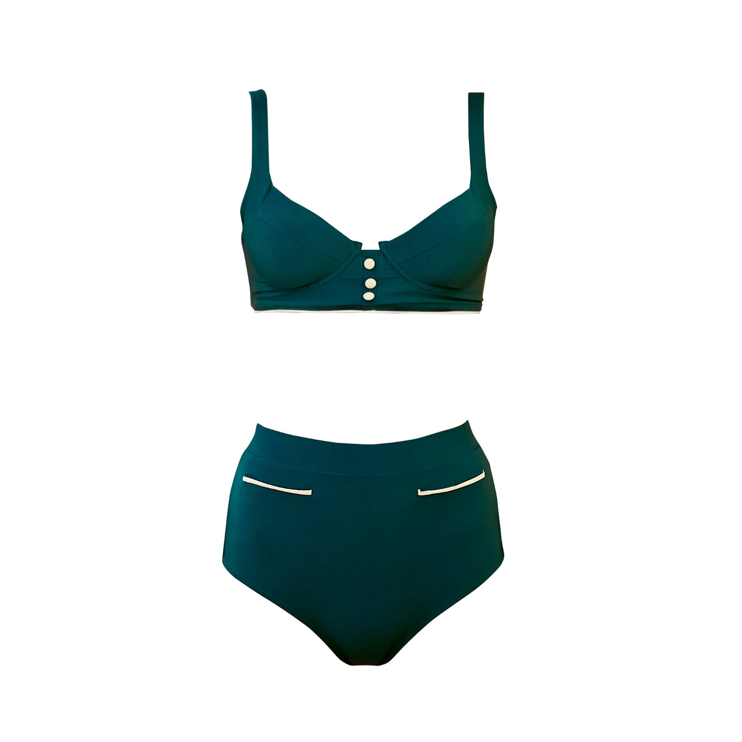 Women's Bustier Style Wired Bikini Set Swimwear- Green Extra Small QUA VINO
