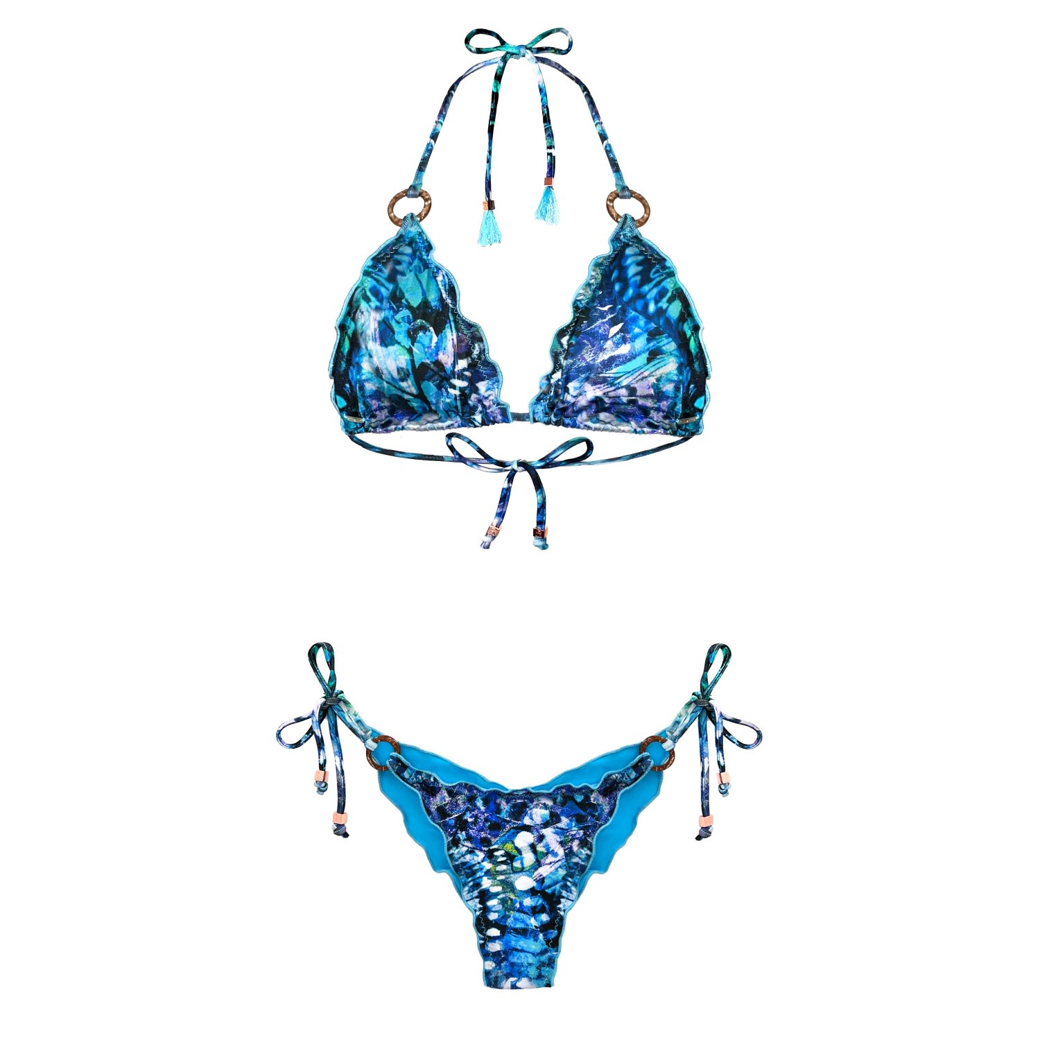 Women's Butterfly Print Eco Bikini Savina Laia - Blue Small ELIN RITTER IBIZA