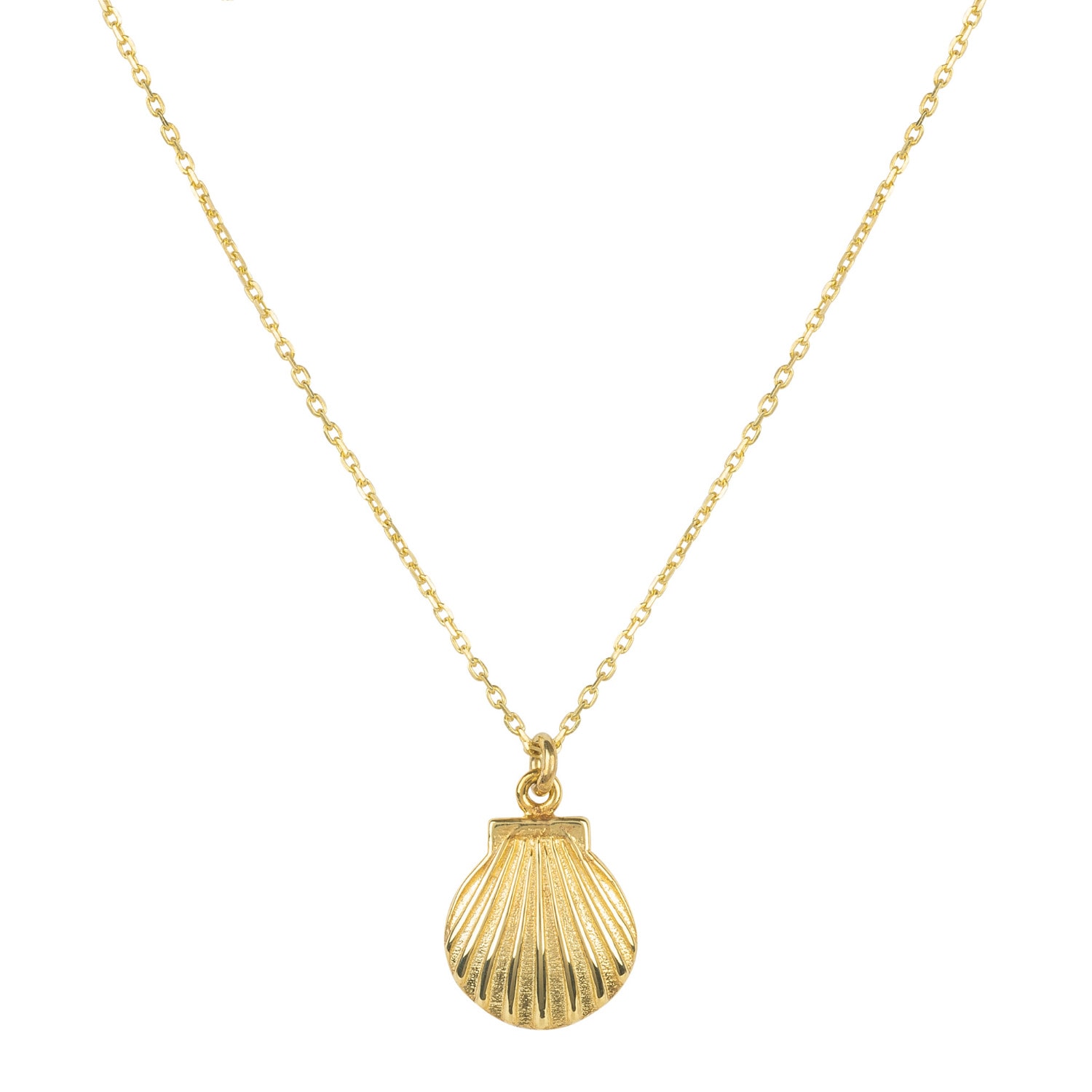 Women's Cast Scallop Shell Shaped Mini Sterling Silver Necklace In Gold Plating LATELITA