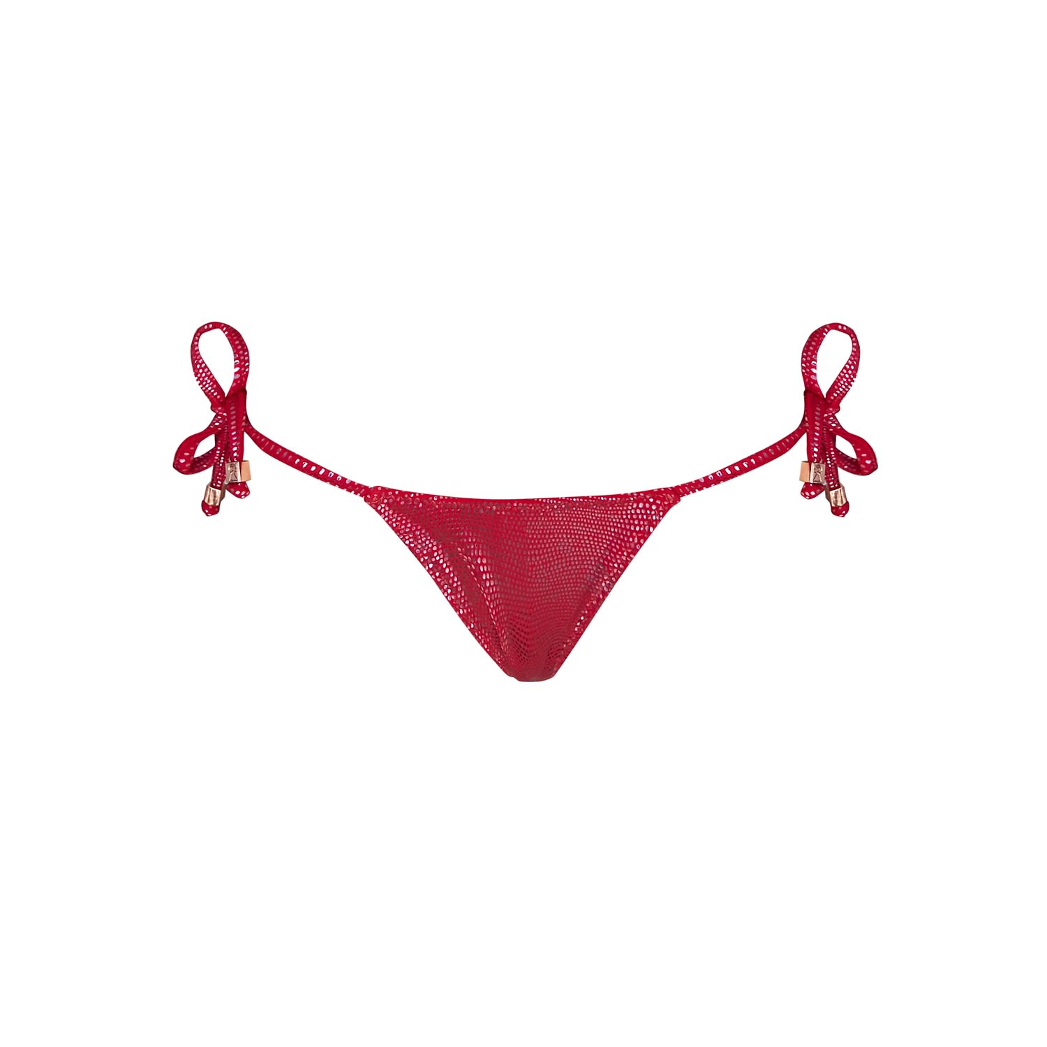 Women's Cherry Red Shimmer Metallic Gecko Bikini Tie-Side Bottom Gisele Medium ELIN RITTER IBIZA