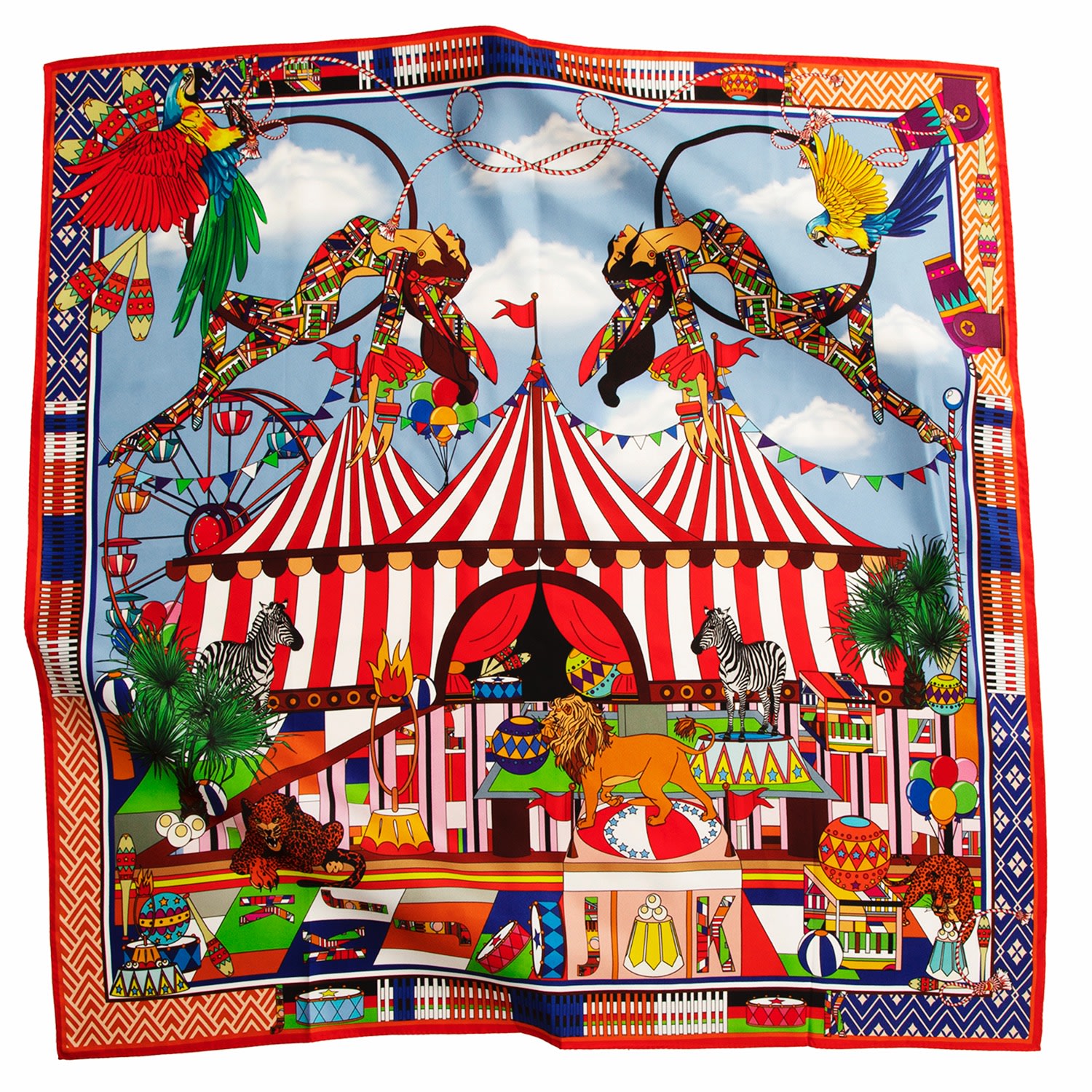 Women's Circus Winter Silk Scarf OnebyOne Design