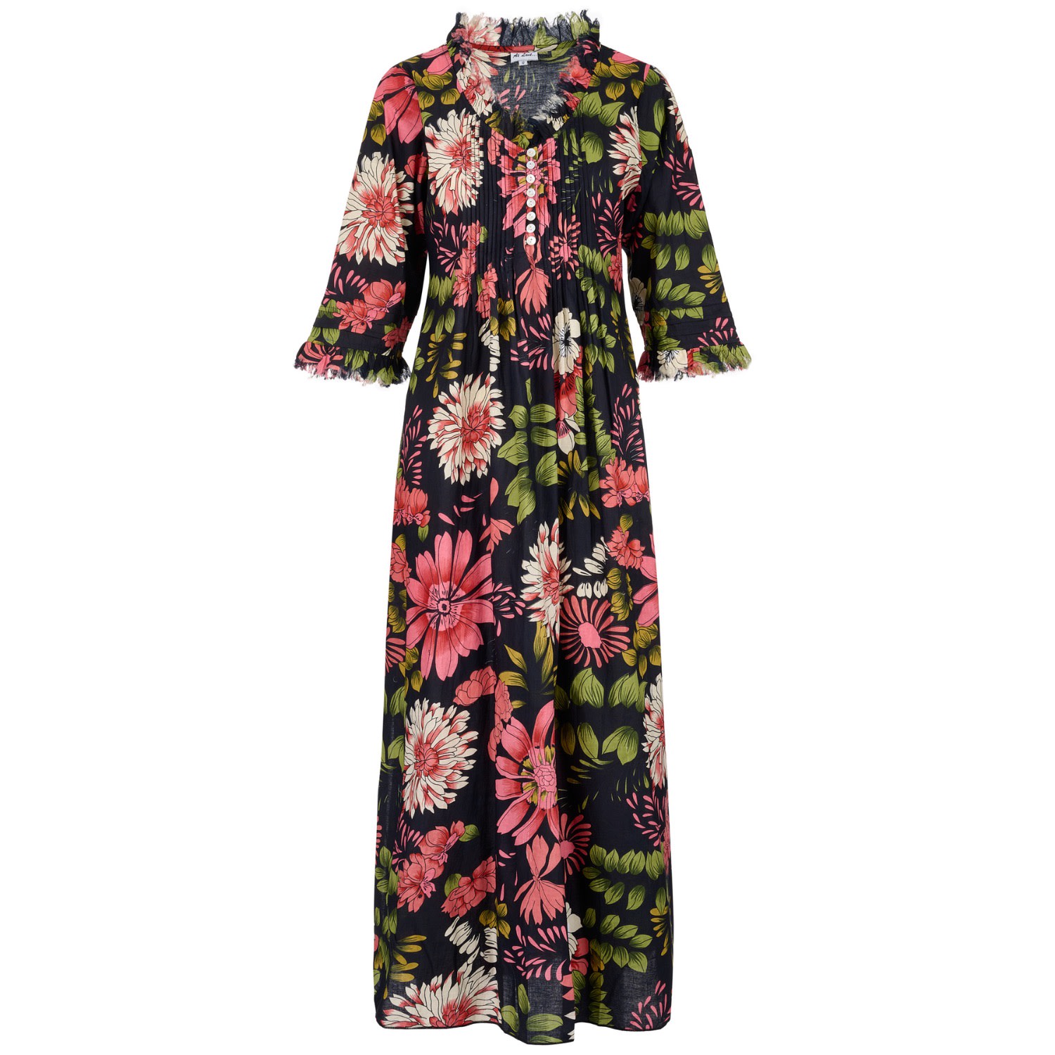 Women's Cotton Annabel Maxi Dress In Black Floral Extra Small At Last...