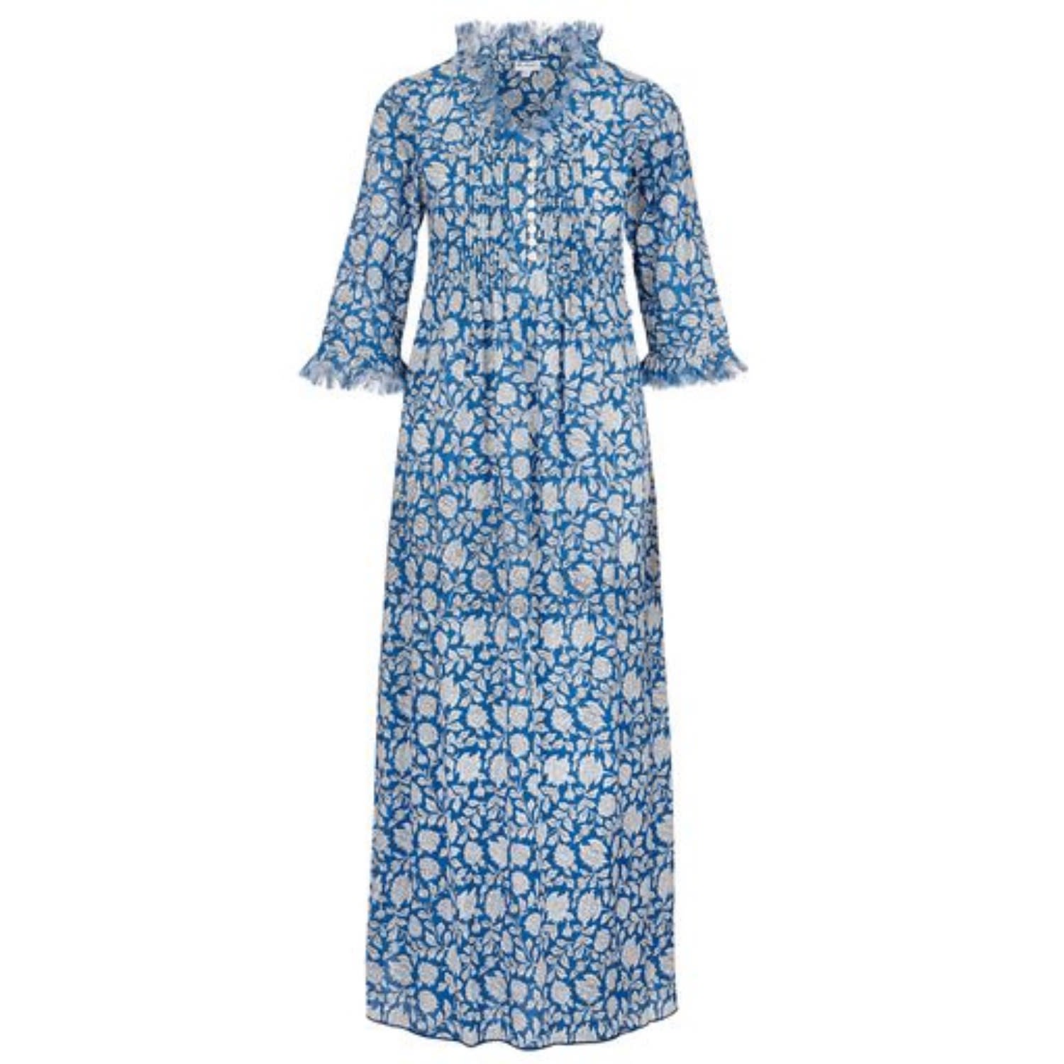 Women's Cotton Annabel Maxi Dress In China Blue Flower Extra Small At Last...