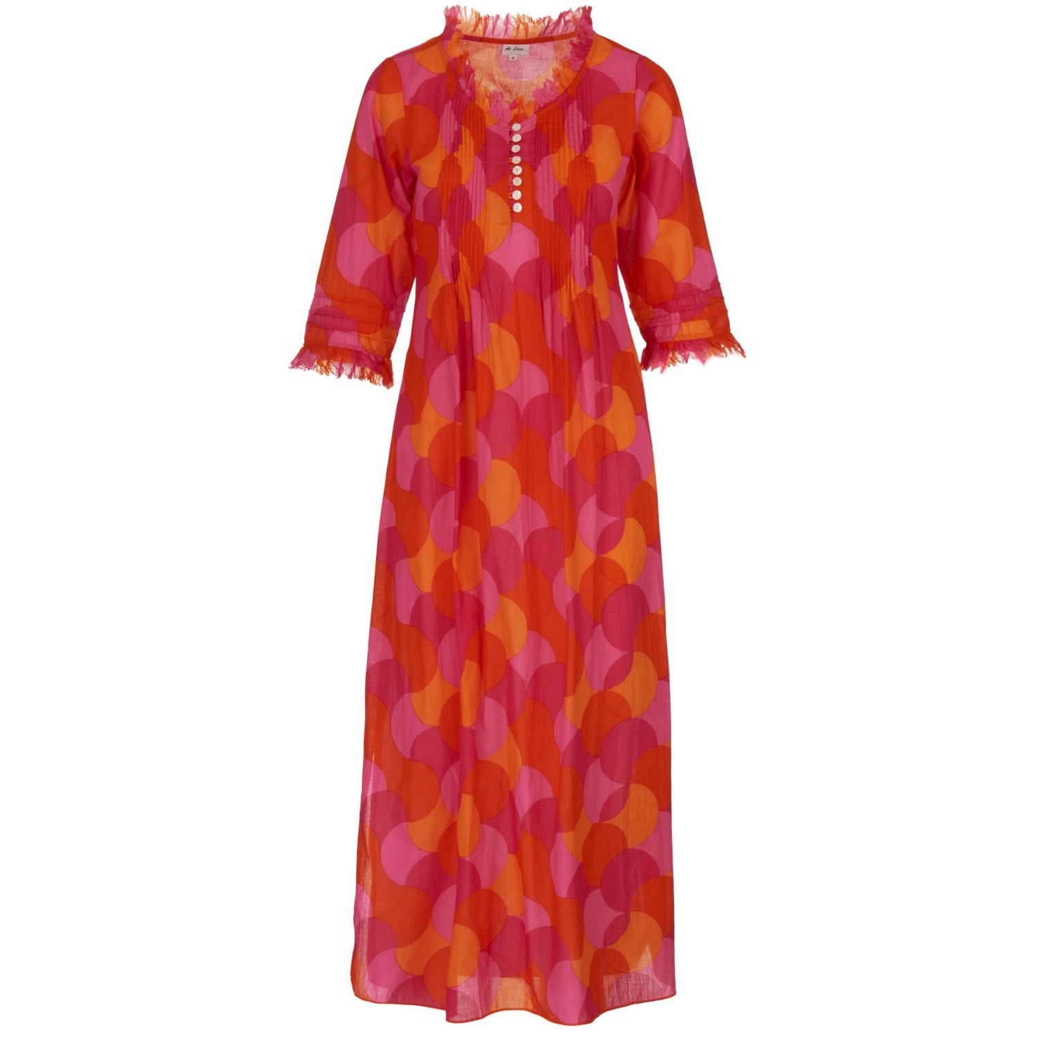 Women's Cotton Annabel Maxi Dress In Hot Pink & Orange Spot Extra Small At Last...
