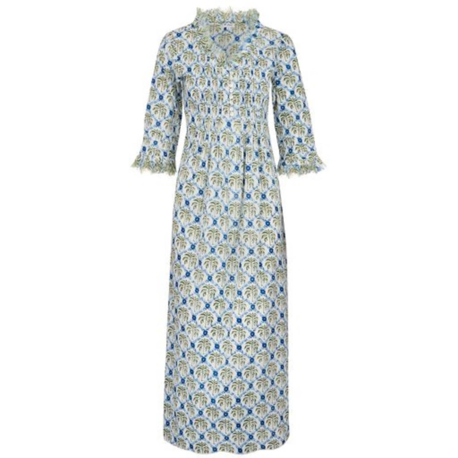 Women's Cotton Annabel Maxi Dress In Palm Trellis Extra Small At Last...