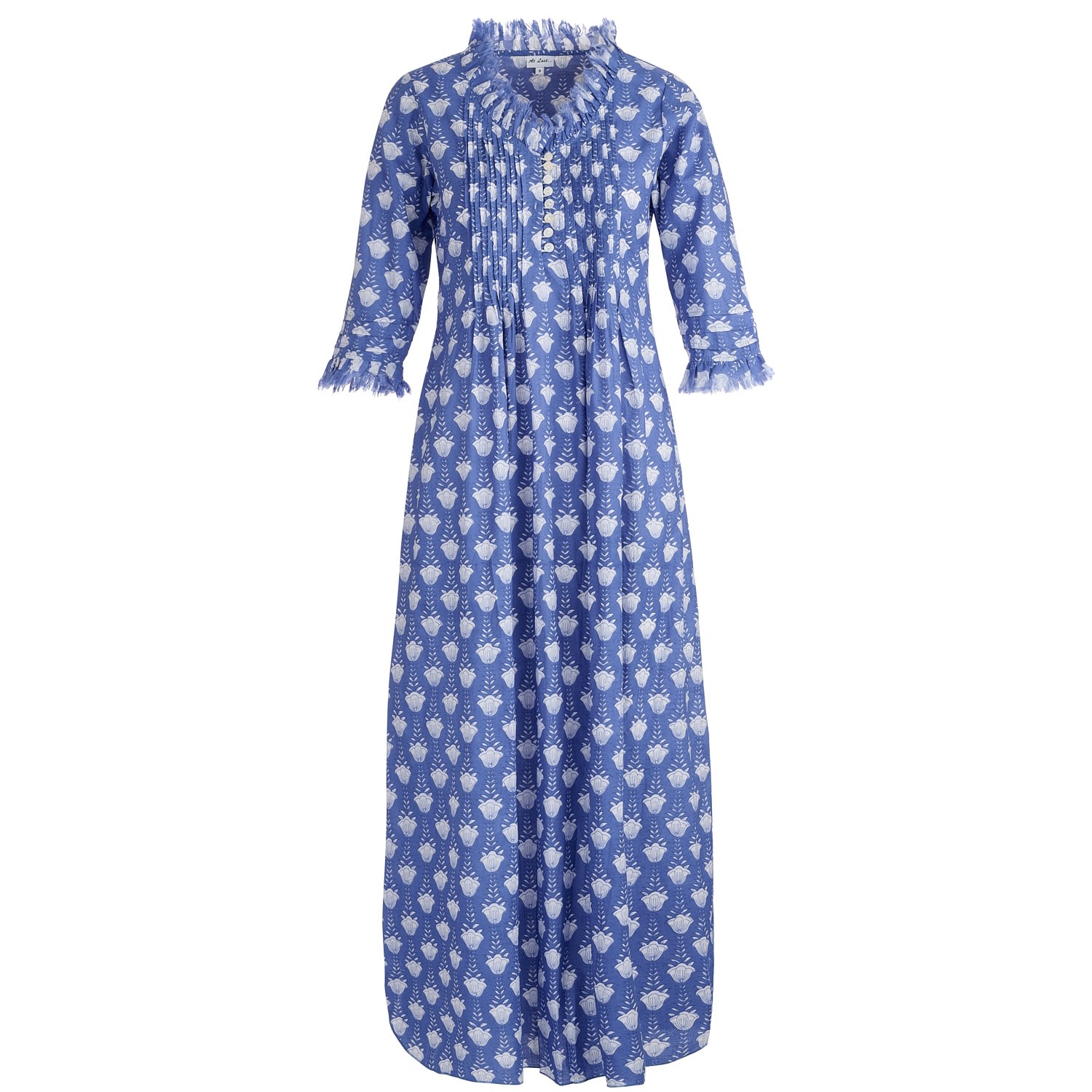 Women's Cotton Annabel Maxi Dress In Wedgewood Blue Flower Extra Small At Last...