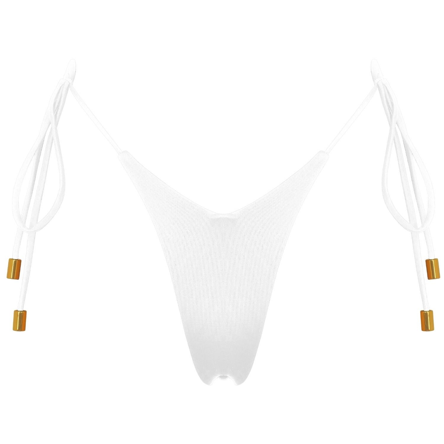 Women's Dalliance Bikini Bottom With Golden Details In White Extra Small ANTONINIAS