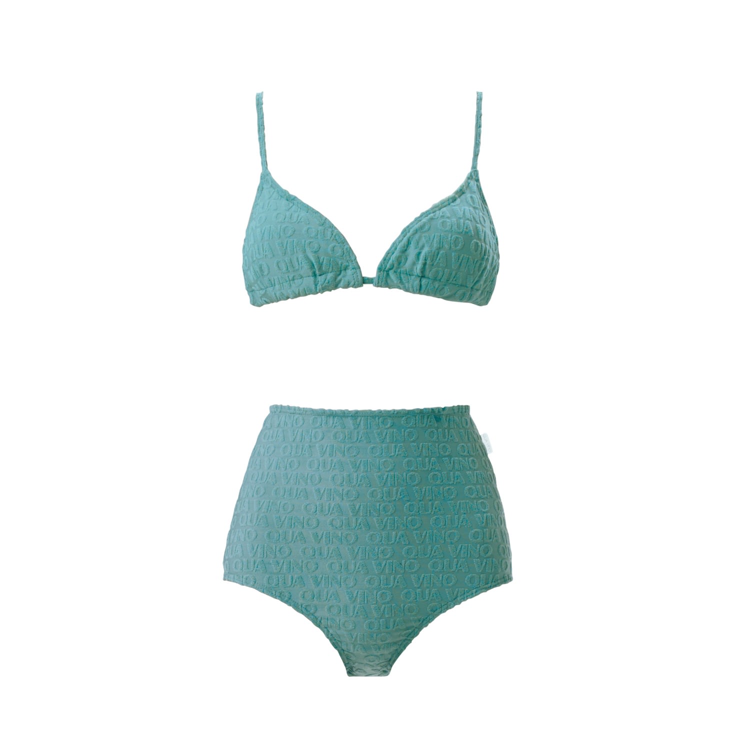 Women's Daydream Terry Bikini High Waist Bottom Set - Green Small QUA VINO