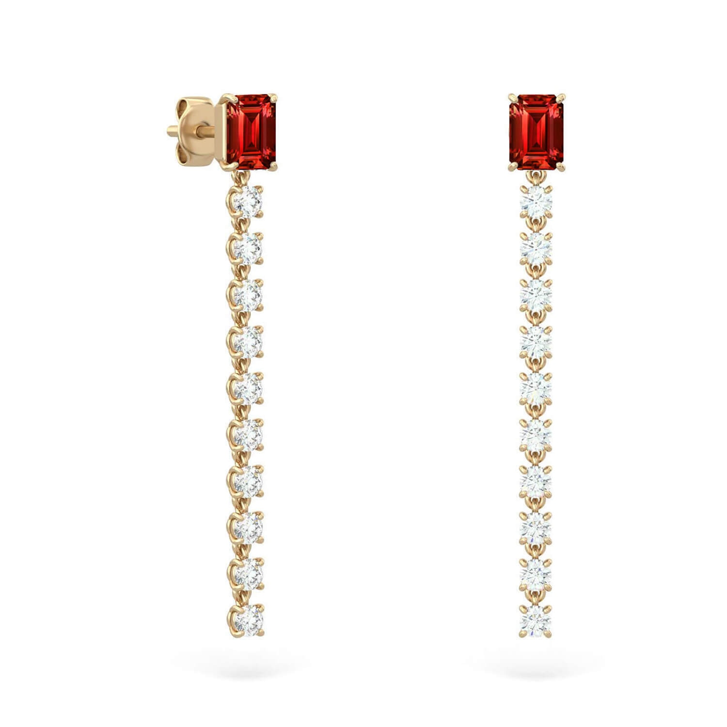 Women's Earrings Nina 18K Yellow Gold Diamonds And Precious Stones Ruby Pair Aquae Jewels